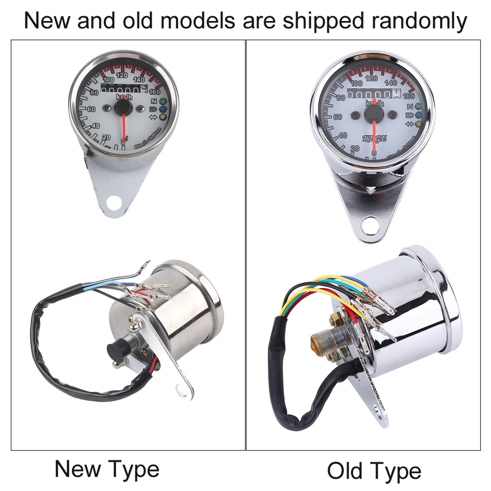 12V Motorfiets LED KMH Kilometerteller Snelheidsmeter Keenso Universele 0 160km/h Meter enkele indicator (zilver)-Snelheidsmeter