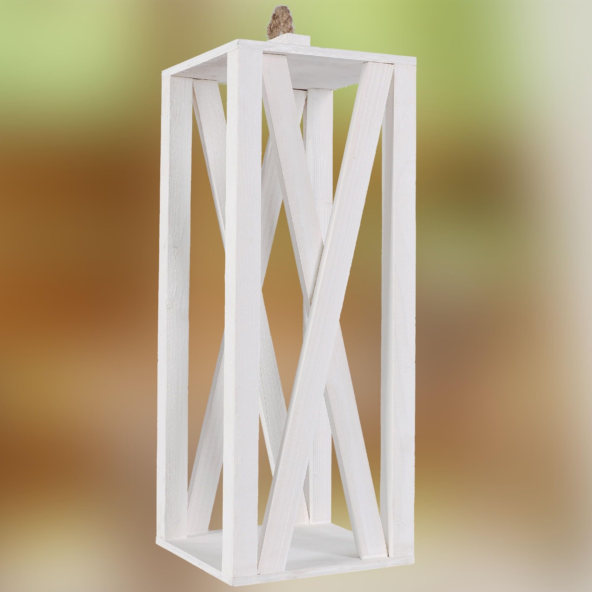KOTARBAU® Lanterna in Legno Bianca 20 x 20 x 50 cm Lanterna da Giardino in Legno Lanterna per Interni ed Esterni per Soggiorno per Fiori e Candele Lanterne per Matrimonio