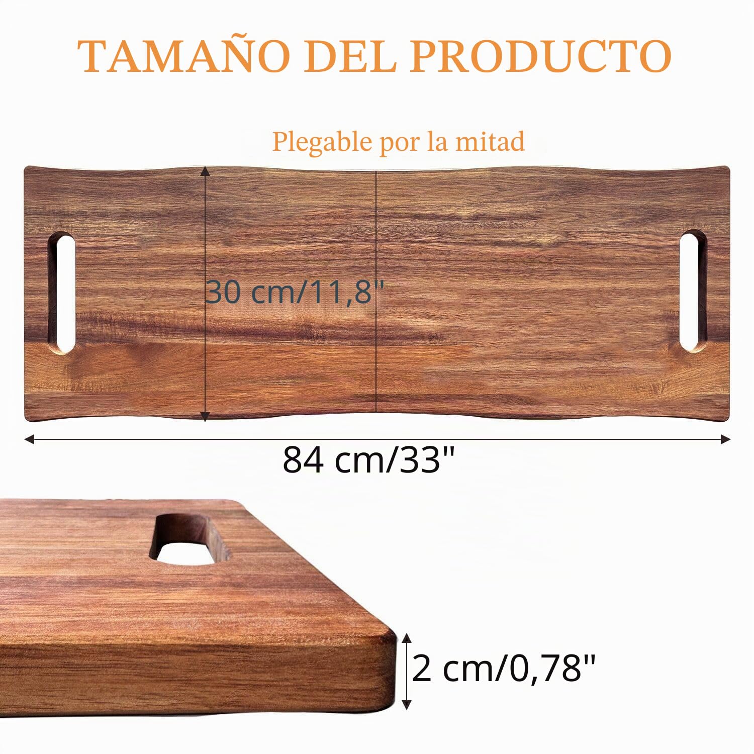 Tabla de embutidos grande de acacia, tablas plegables con asas para viaje, 83 x 30 cm, para servir charcutería con alimentos y aperitivos