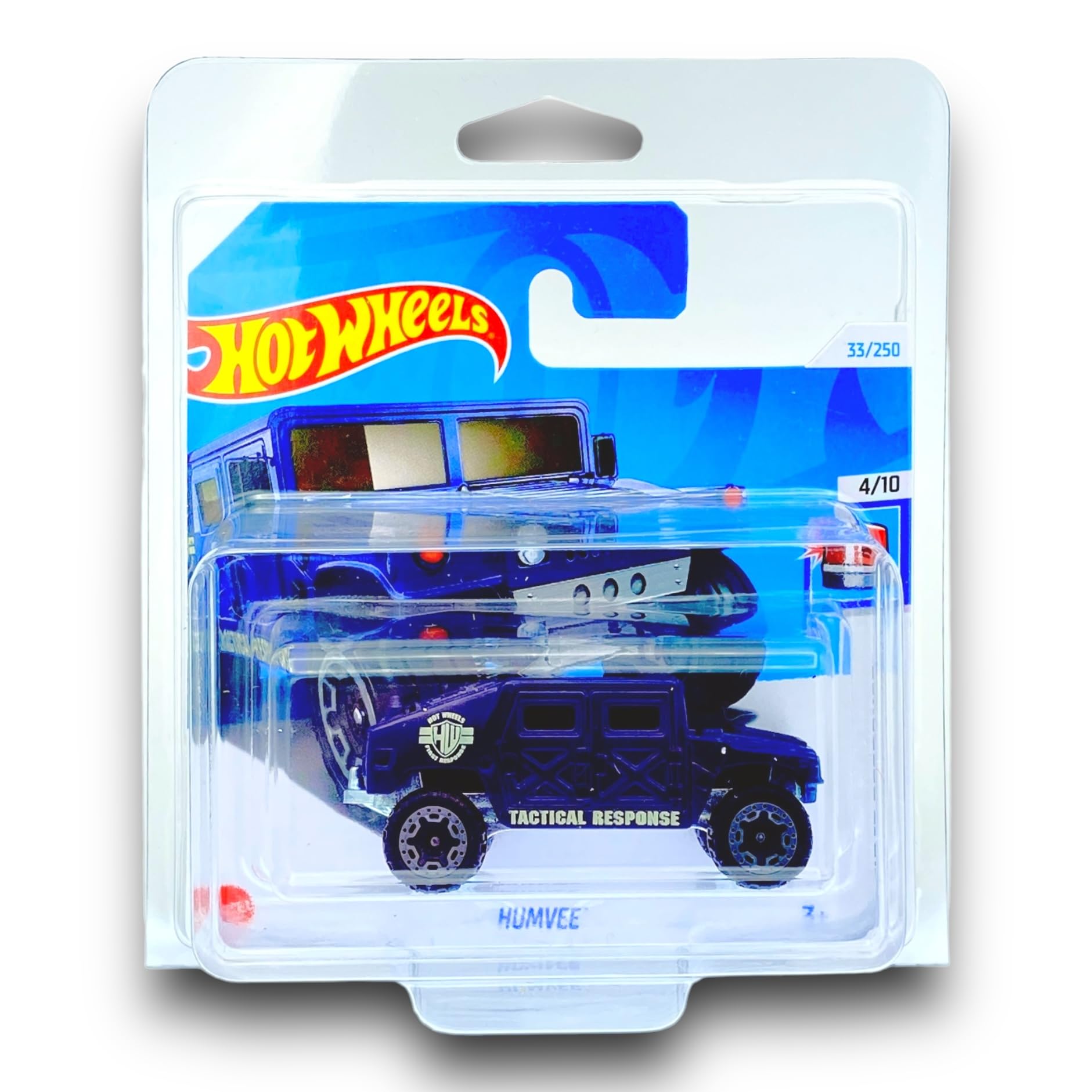 Hot Wheels Humvee (Dark Blue) 4/10 HW First Response - 2024-33/250 (Short Card) - COMES IN A GENUINE KLAS CAR KEEPER PROTECTOR CASE - HTD00