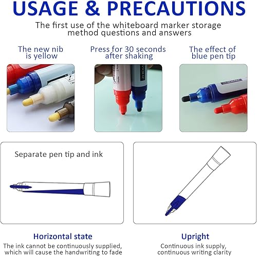 Miniatura 7 de ZHIDIAN Marcadores de pizarra blanca de vidrio, borrador magnético en aerosol y doble punta reversible 2 en 1, punta fina y fina, bolígrafos de