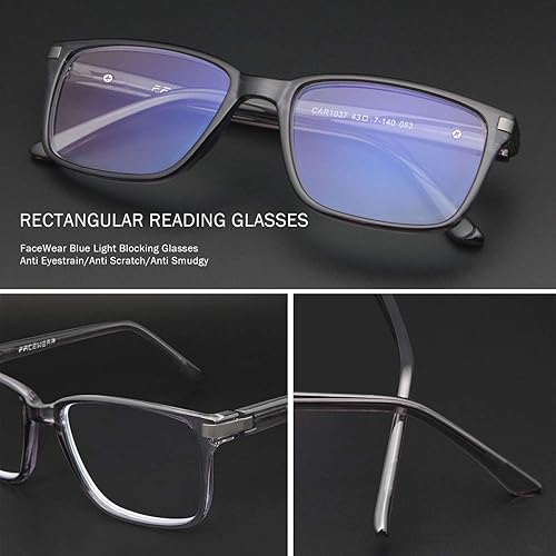 Miniatura 9 de FaceWear Progressive Multifocus Reading Glasses Square Blue Light Blocking Eyeglasses for Men Women Multifocal Readers
