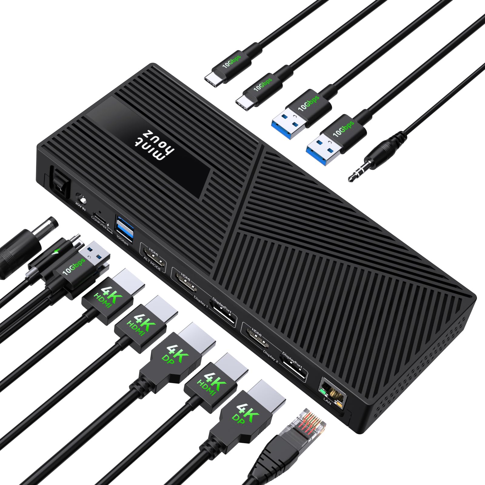 Minthouz DisplayLink Docking Station for 3x4K@60HZ Monitore mit