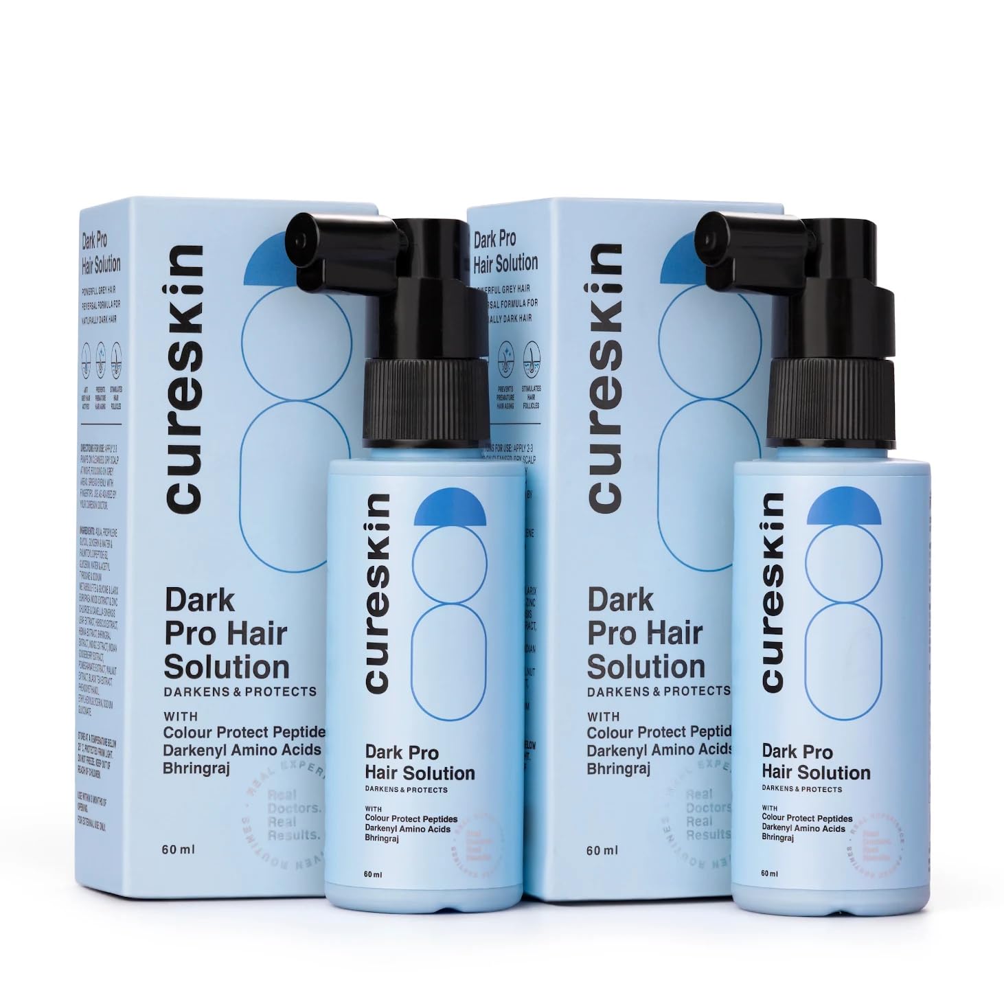 Cureskin Anti Gray Hair Serum | Gradually Reduces Gray Hair on Head & Beard Without Dye | Restores Natural Hair Colour in 4 months with Peptide-52, Acetyl Tyrosine & Larix Extract (2 Months Supply)