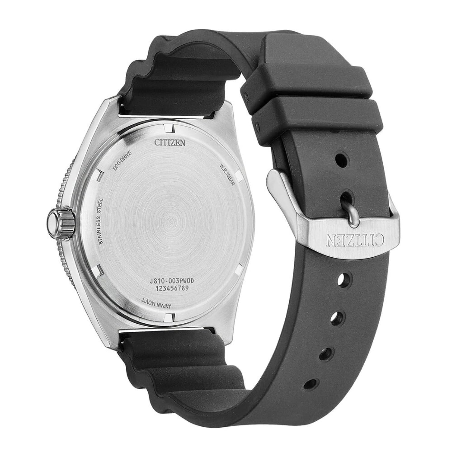 Citizen Eco-Drive Herrenuhr Edelstahl, Schwarz, 43 mm, AW1889-00E | Analog Quartz | Kristallglas | 10 bar Wasserdicht | 240 Tage Gangreserve | Datum | Gummiband (Urethan)band