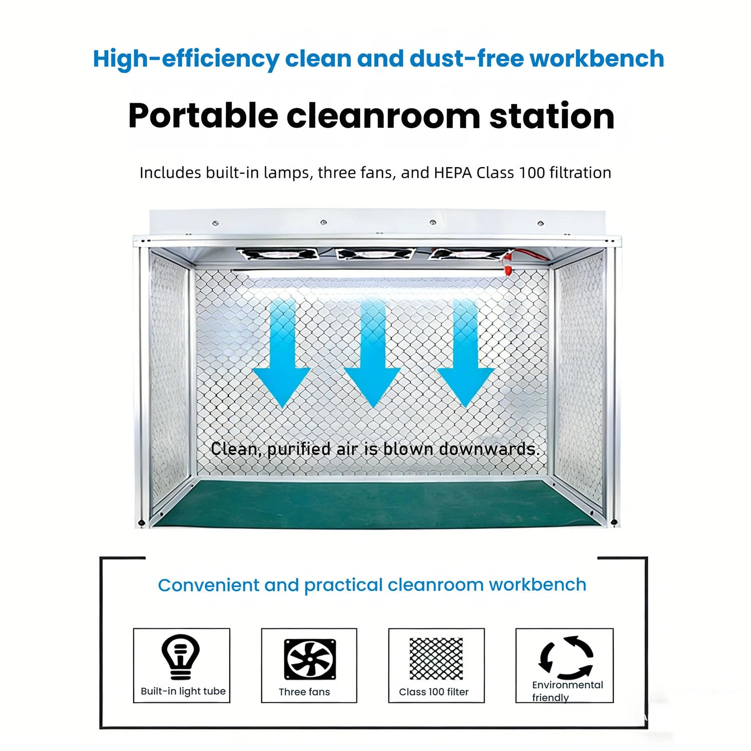 Cabina De Flujo Laminar Vertical Profesional, Mesa De Trabajo Limpia con Flujo De Aire Silencioso, Mesa De Trabajo Portátil para Reparación De Electrónica, Soldadura Y Uso En Laboratorio