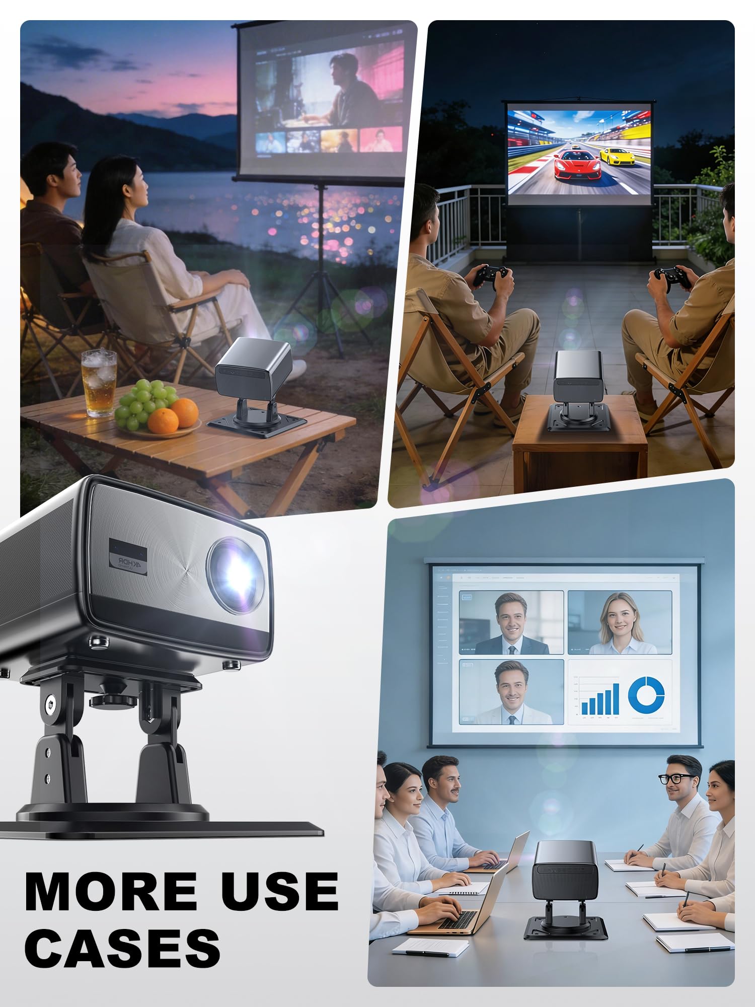 Beamer Ständer Halterung 3-in-1 für Decke, Wand & Tisch, 360° drehbare Projektor-Wandhalterung | Mehrwinkliger Verstellbarer Ständer | Kompatibel mit einem 1/4-Zoll-Gewindeanschluss