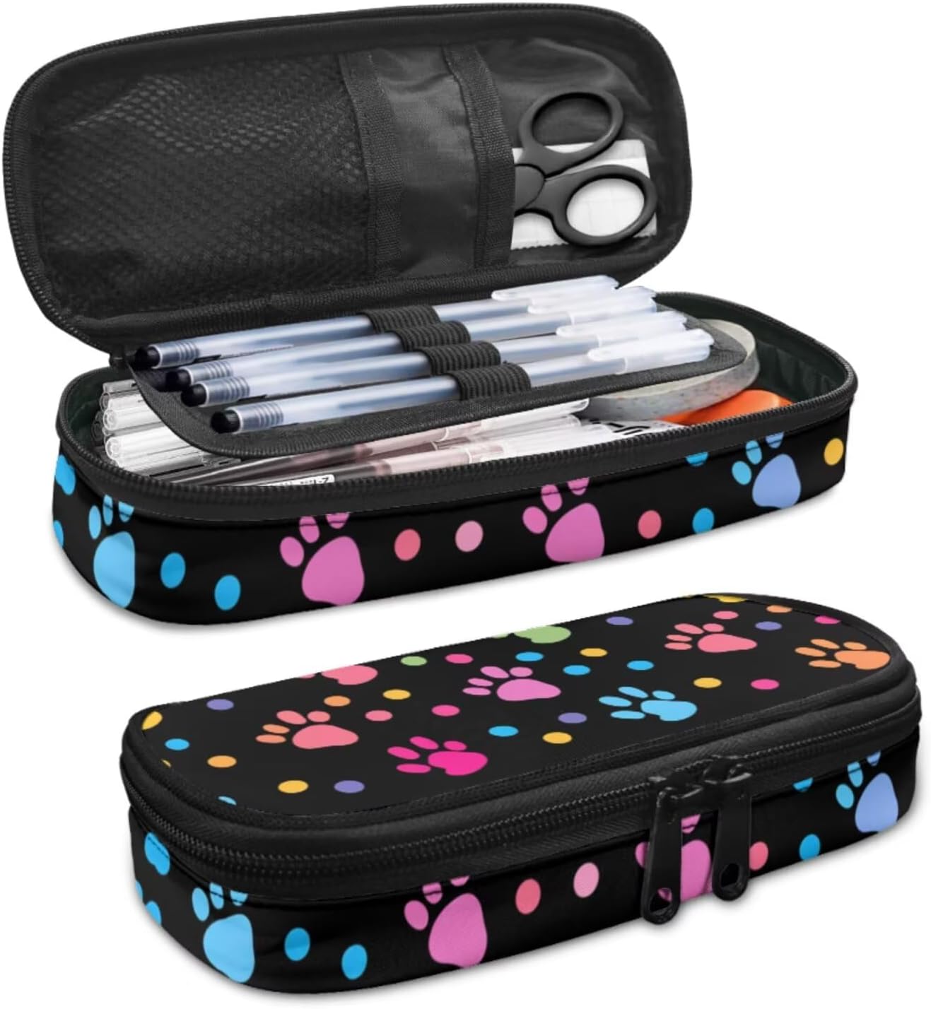 Ystardream Bookbags for 4Th Grade Girls Colorful Paw Prints Backpack With Lunch Box Kids Girls School Back Packs Bookbag for Boys Large Schoolbags Rucksack Travel Outdoor Daypack 4Pcs