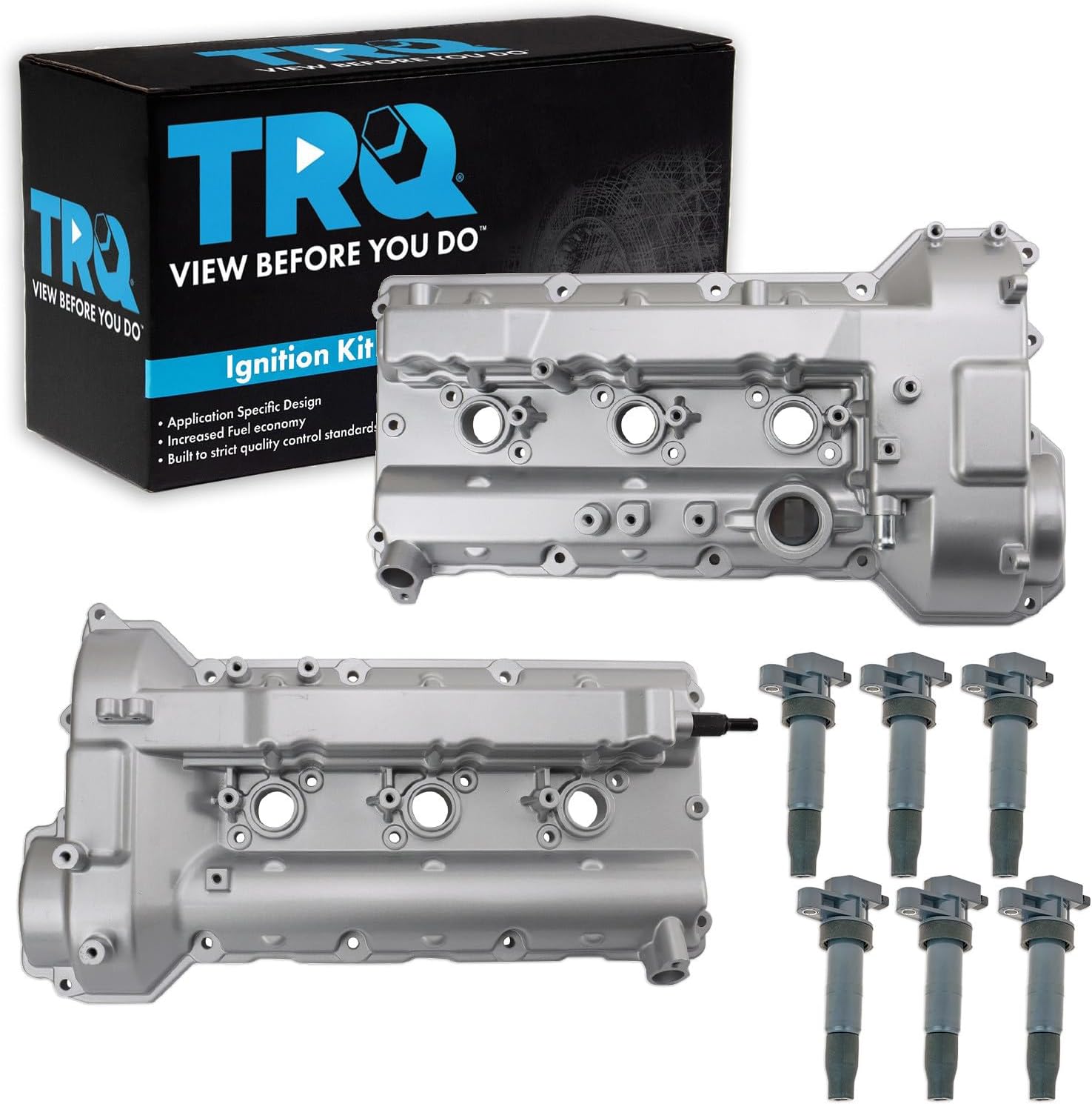 TRQ Ignition Coil Kit 8 Piece Valve Cover Compatible with 2006-2011 Hyundai Azera 2007-2008 Entourage 2007-2009 Santa Fe Kia Amanti Sorento 2006-2010 Sonata 2007-2012 Veracruz 2006-2010 Sedona