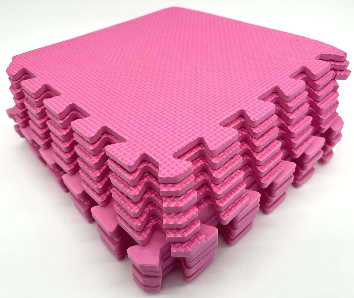 MaTvize Eva Foam Baby Play Mat – 24Pcs (29x29cm) 8mm Thick Soft Pink & White Interlocking Floor Tiles, Waterproof, Non-Slip, Safe & Comfortable Matting for Kids Child (Pink+White, 24 Pack)