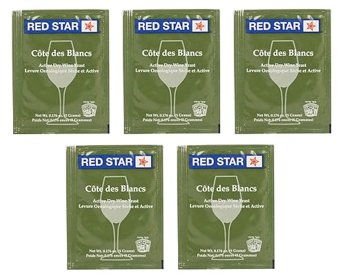 North Mountain Supply - RS-CB-5 Red Star Cote des Blancs - Levadura de vino - Paquete de 5 - Con garantĂa de frescura North Mountain Supply - RS-CB-5 Red Star Cote des Blancs - Levadura de vino - Paquete de 5 - Con garantĂa de frescura