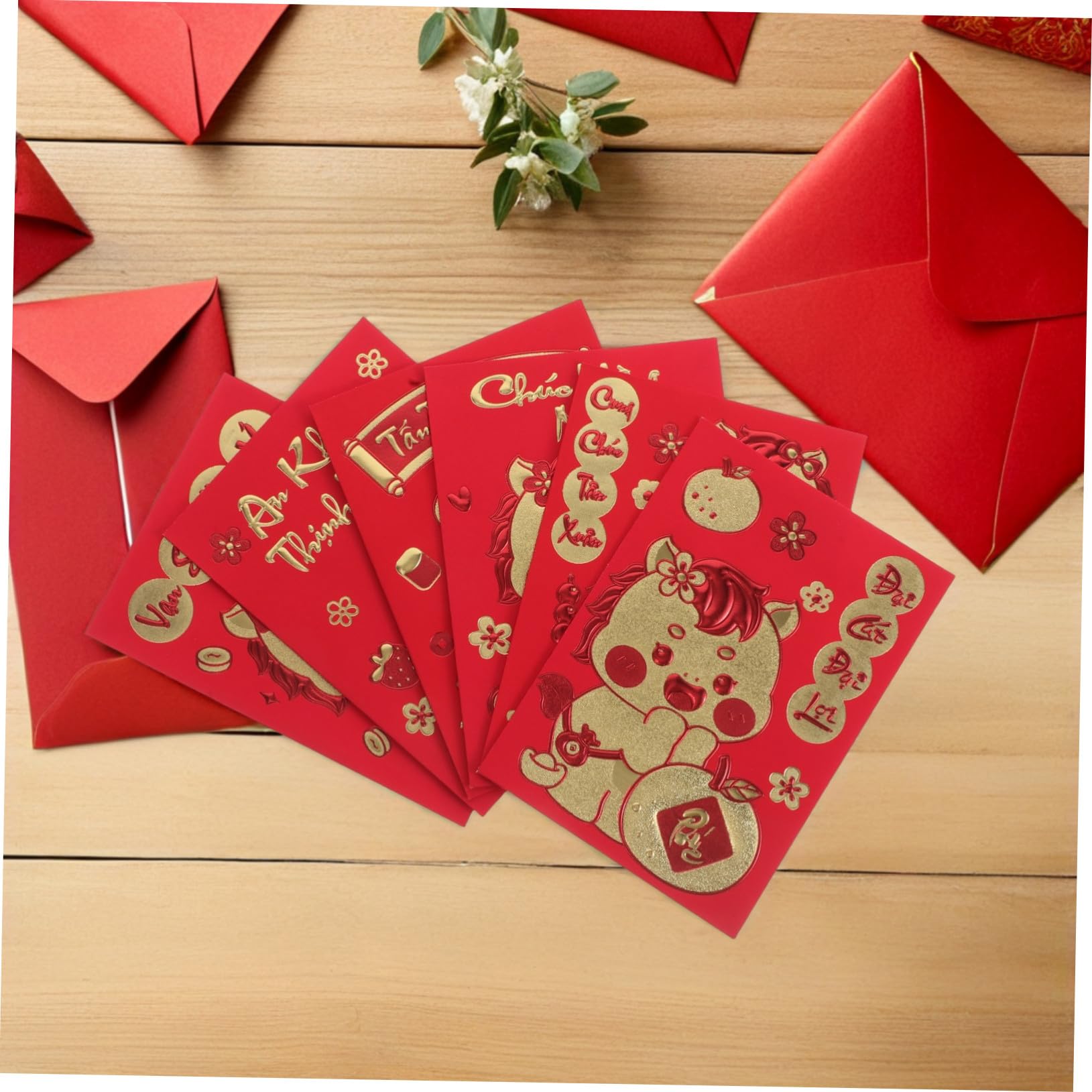DOITOOL 360 Piezas Sobres Rojos para Dinero Sobres Rojos de Año Vietnamita Año del Caballo Bolsa Roja para Dinero Celebración de Año Nuevo
