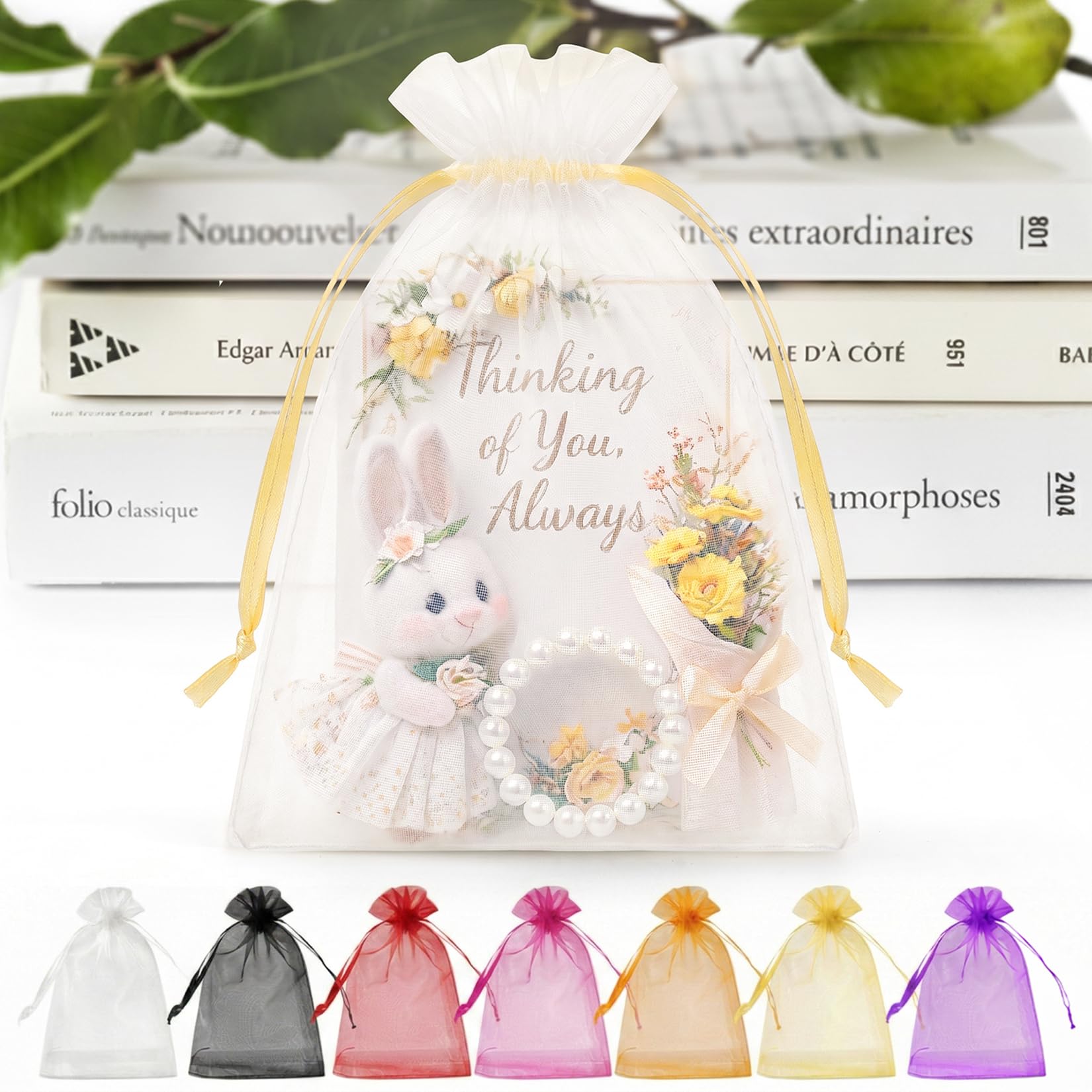 ANZNKU 100 PCS Organza Bags 5 x 7, Small Mesh Gift Bags Bulk for Jewelry