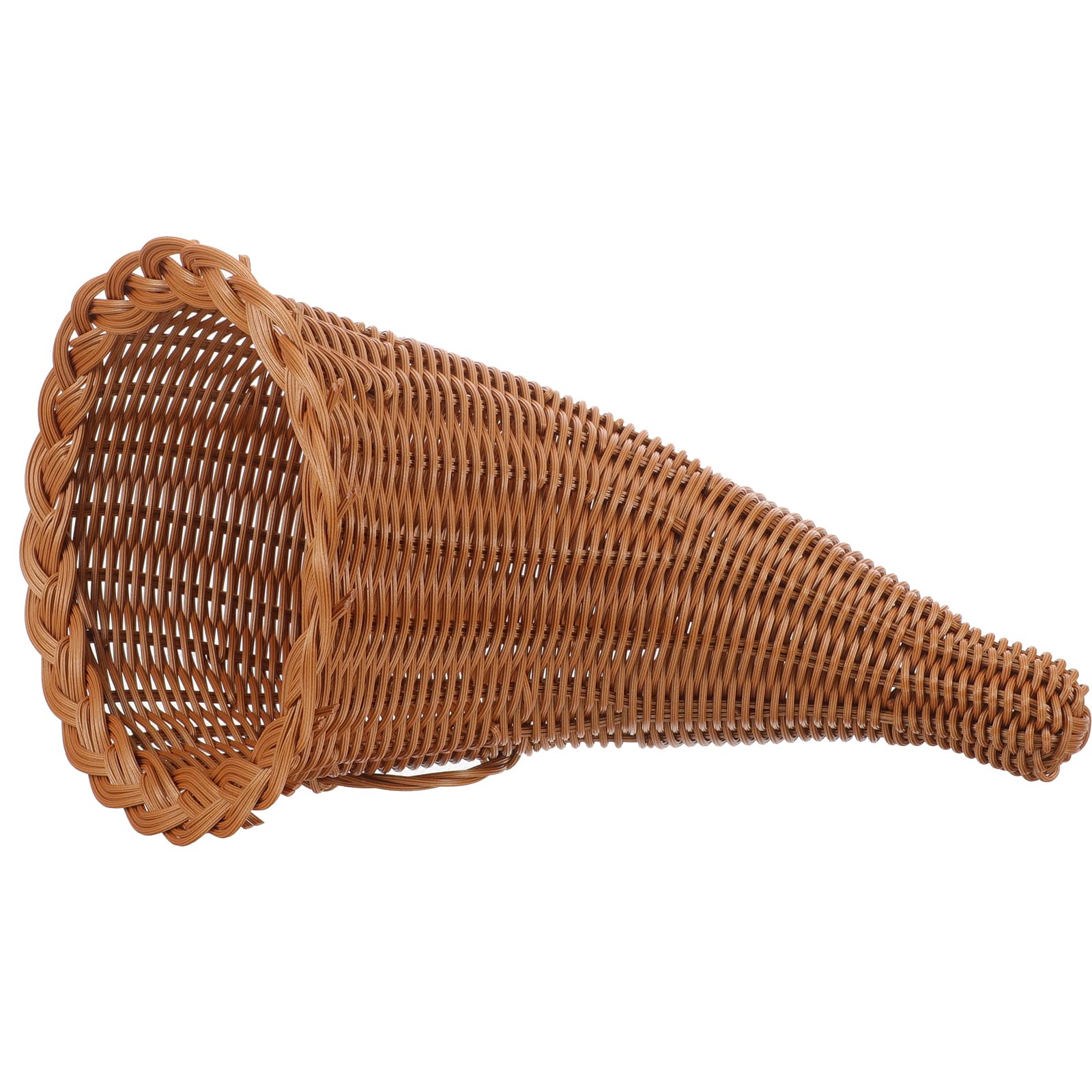 LIFKOME Wicker Cornucopia Basket Rattan Bread Basket Grapevine Fall Flower Vase Horn Shaped Fruit Snack Serving Tray Cornucopia Christmas Table Centerpiece