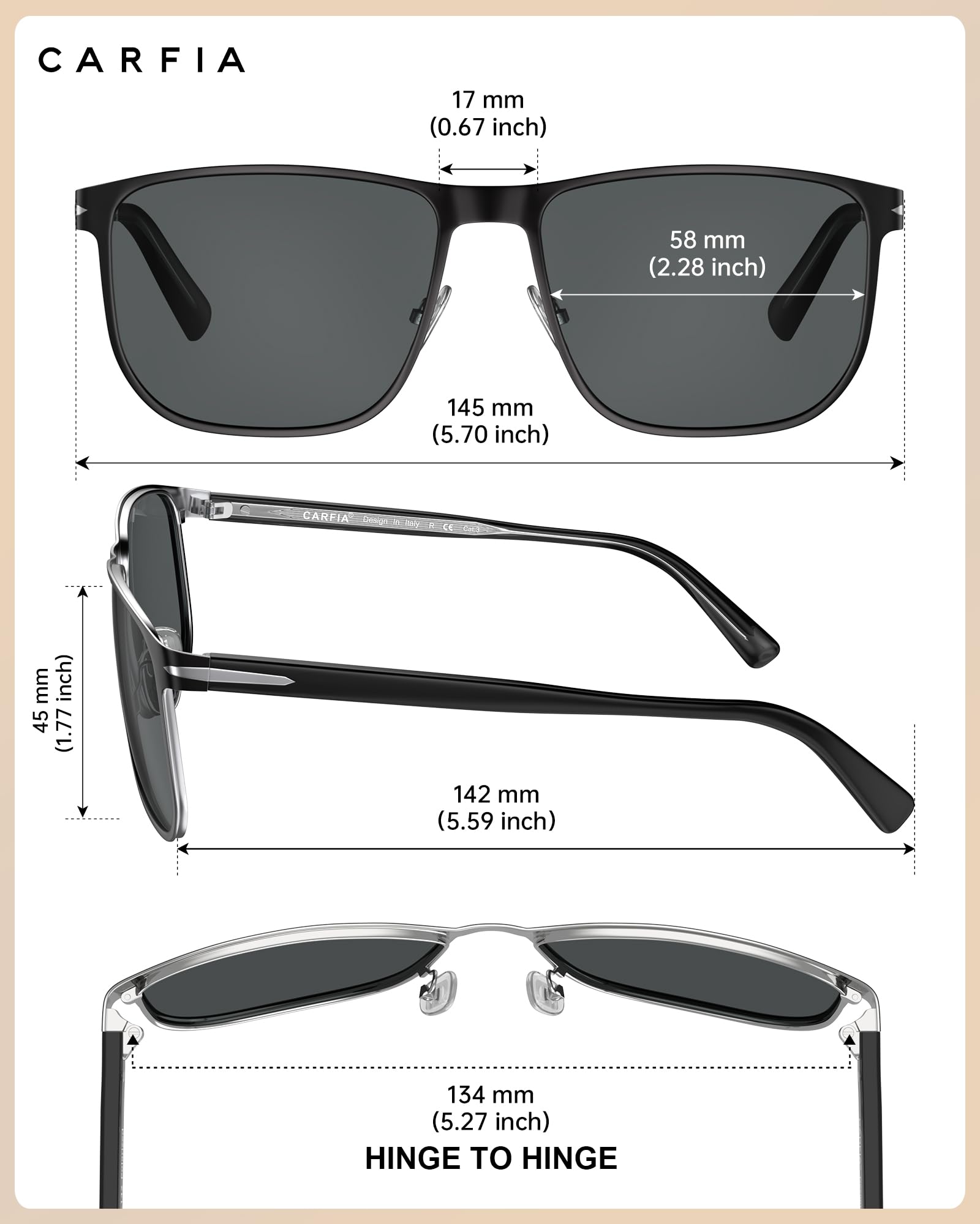 CARFIA Męskie okulary przeciwsłoneczne z polaryzacją Sport & Outdoor Akcesoria rekreacyjne Cat.3