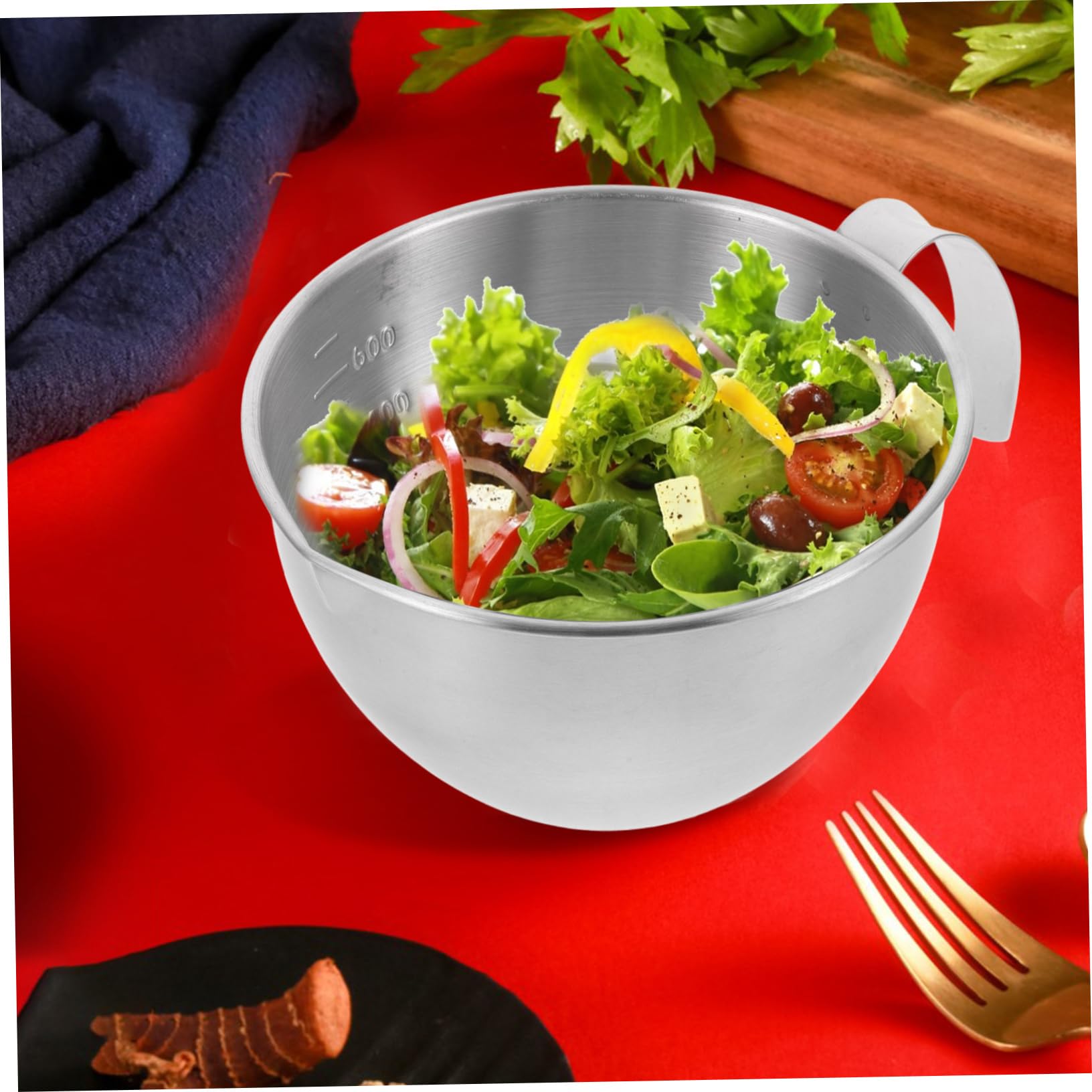 Alipis 5 Cuencos De Acero Inoxidable Para Aderezo De Ensalada Cuenco Para Condimentos Cuenco Para Mezclar Con Asa Contenedores De Preparación De Comidas Cuenco Para Mezclar Ensalada