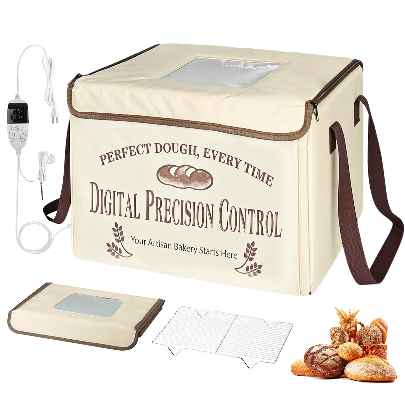 Bread Proofing Box, Folding Dough Proofing Warming Box with 50-113℉ Temp Control & 48h Timer...
