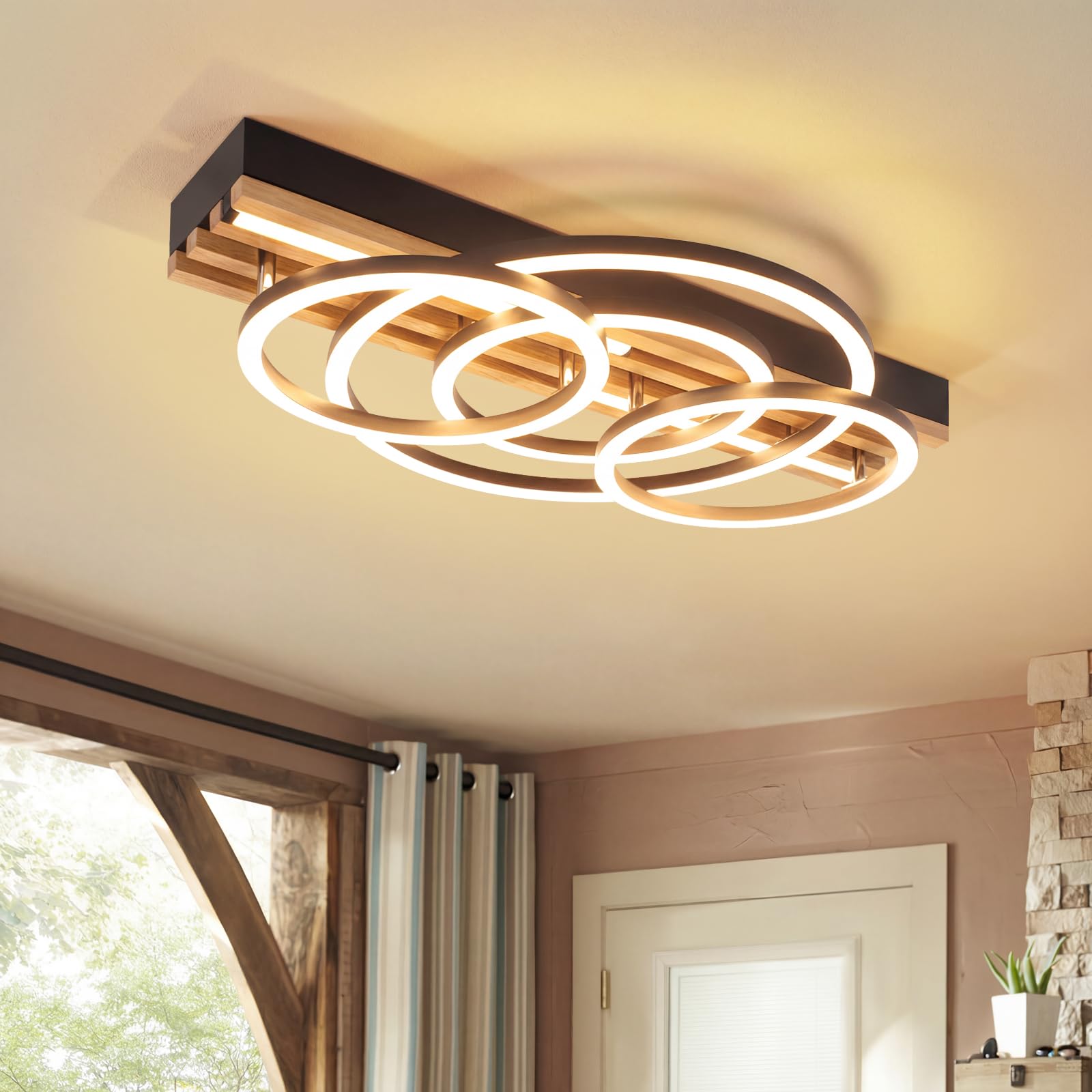 GBLY LED Deckenleuchte Holz Deckenlampe