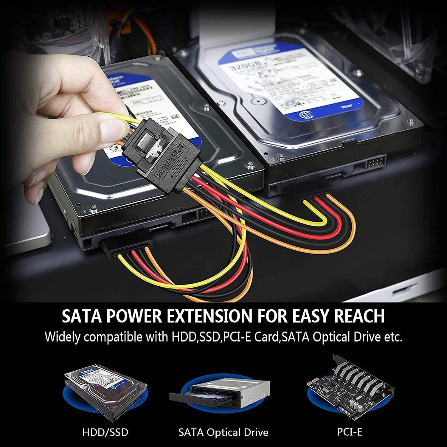 SATA Power Extension Cable - Dual Drive Power -6