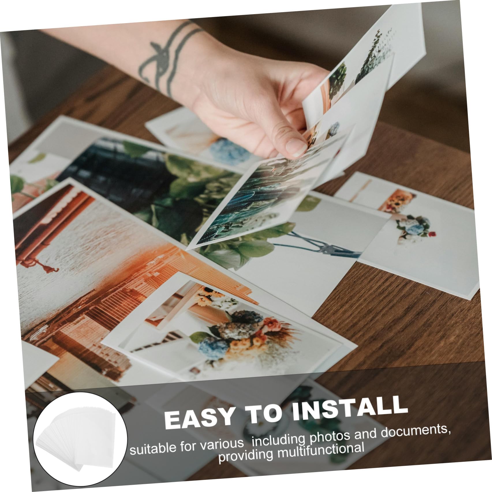 100 Stück Selbstklebende Transparente Fotoklebefolie aus Pvc für Fotos und Dokumente für Schulbeginn Party und Selbstgemacht Projekte mit Matter Oberfläche