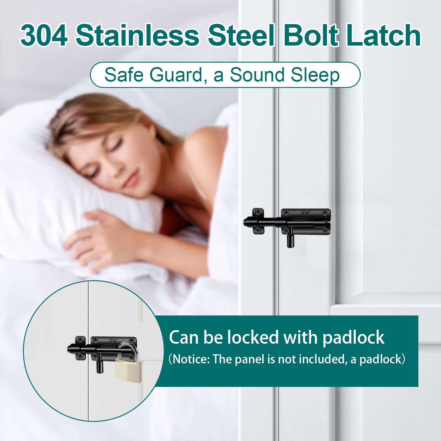 Verrou Porte Exterieur 2 Pièces Loquet Porte De Sécurité Verrou