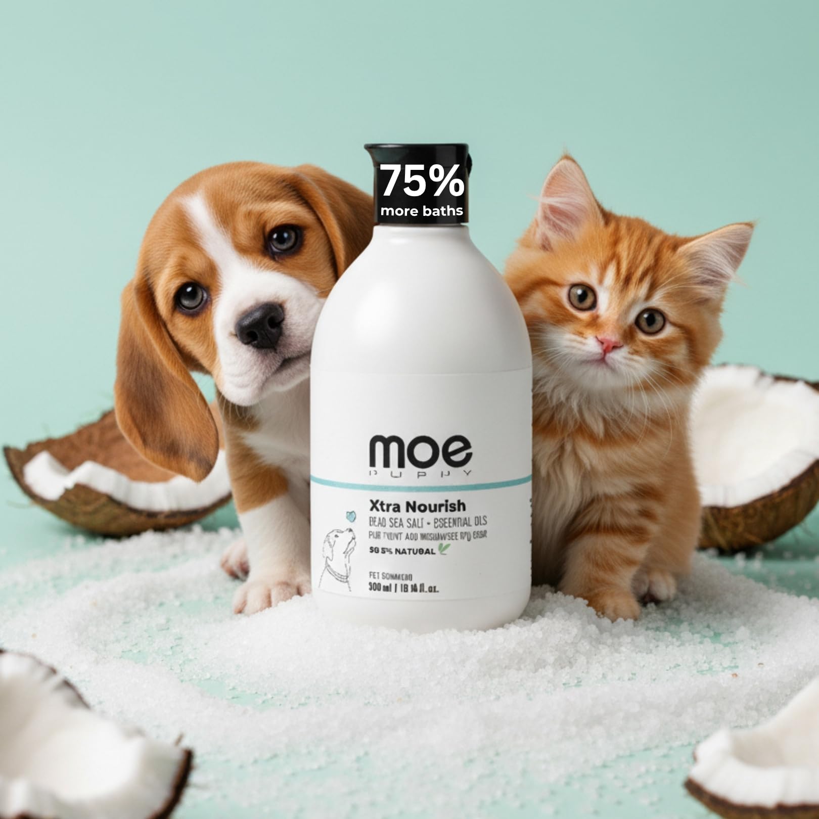 Moe Puppy Xtra Nourish: Herbal Dog Shampoo for Itchy Skin, Allergies, and Dry Coat | Anti-Fungal, Antibacterial, pH Balanced for Dogs & Cats (300 ML)