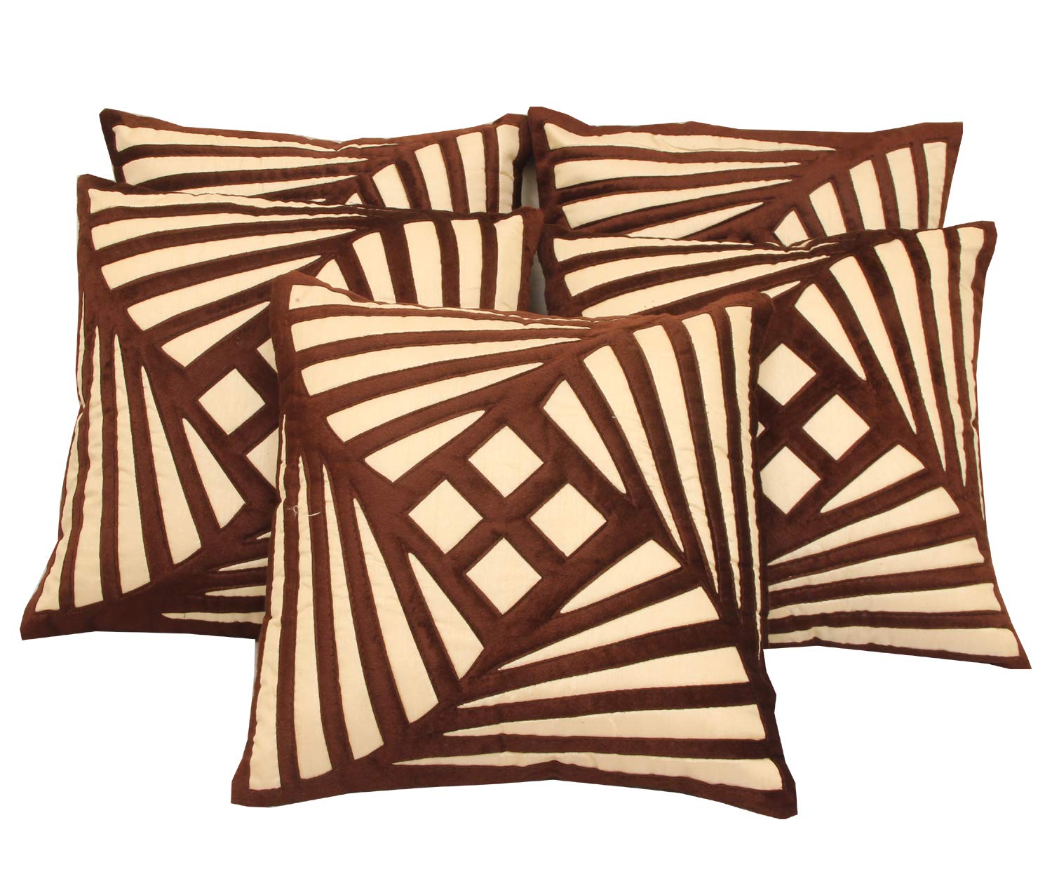 Kuber Industries 5 Piece Velvet Cushion Cover Set - 16"x16", Brown