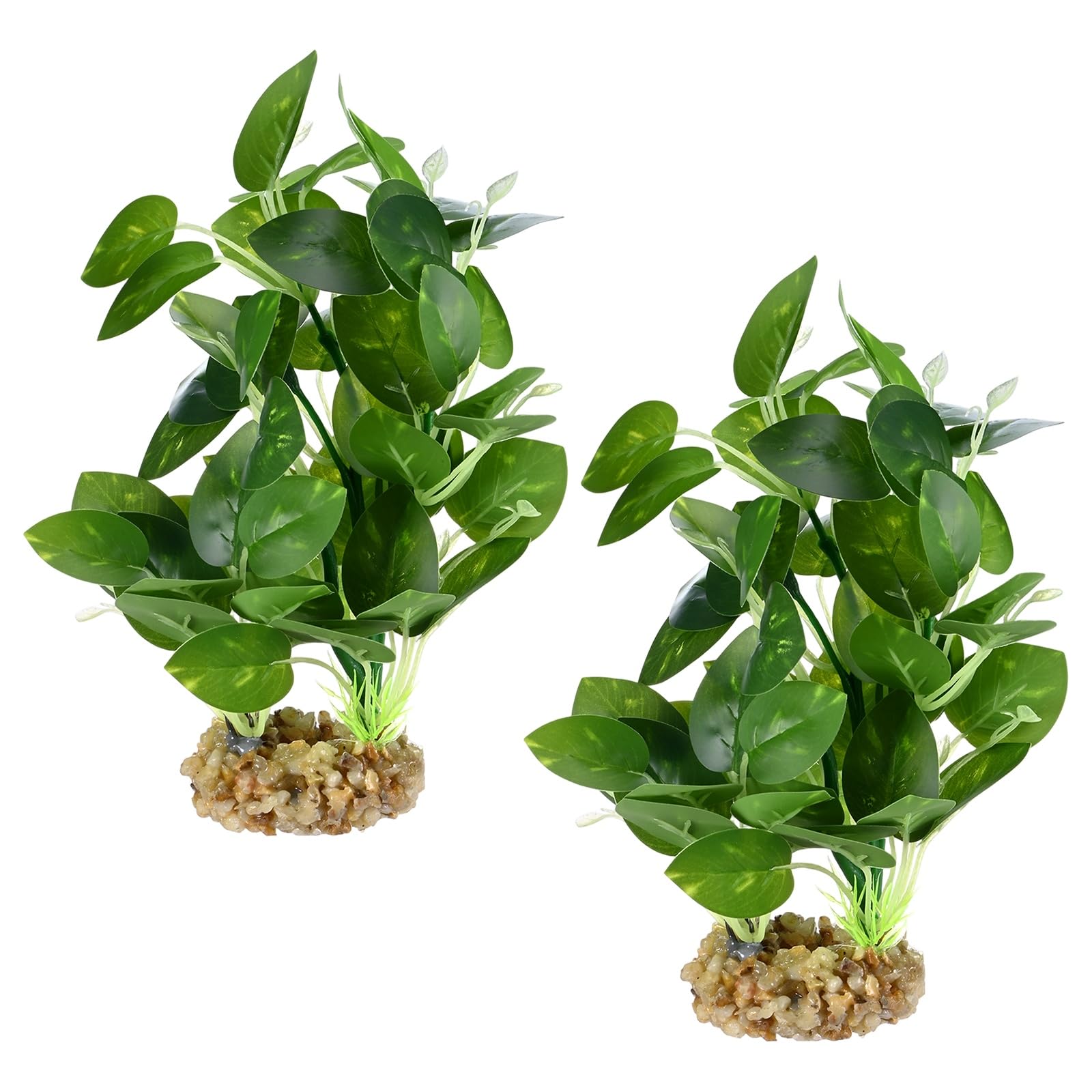 M METERXITY 2-Pack Aquarium Plant, Small Plastic Artificial Plant Water Grass Fish Hide Accessories for Aquarium Decoration/Fish Tank Decoration/Terrarium [Style 7, Green]