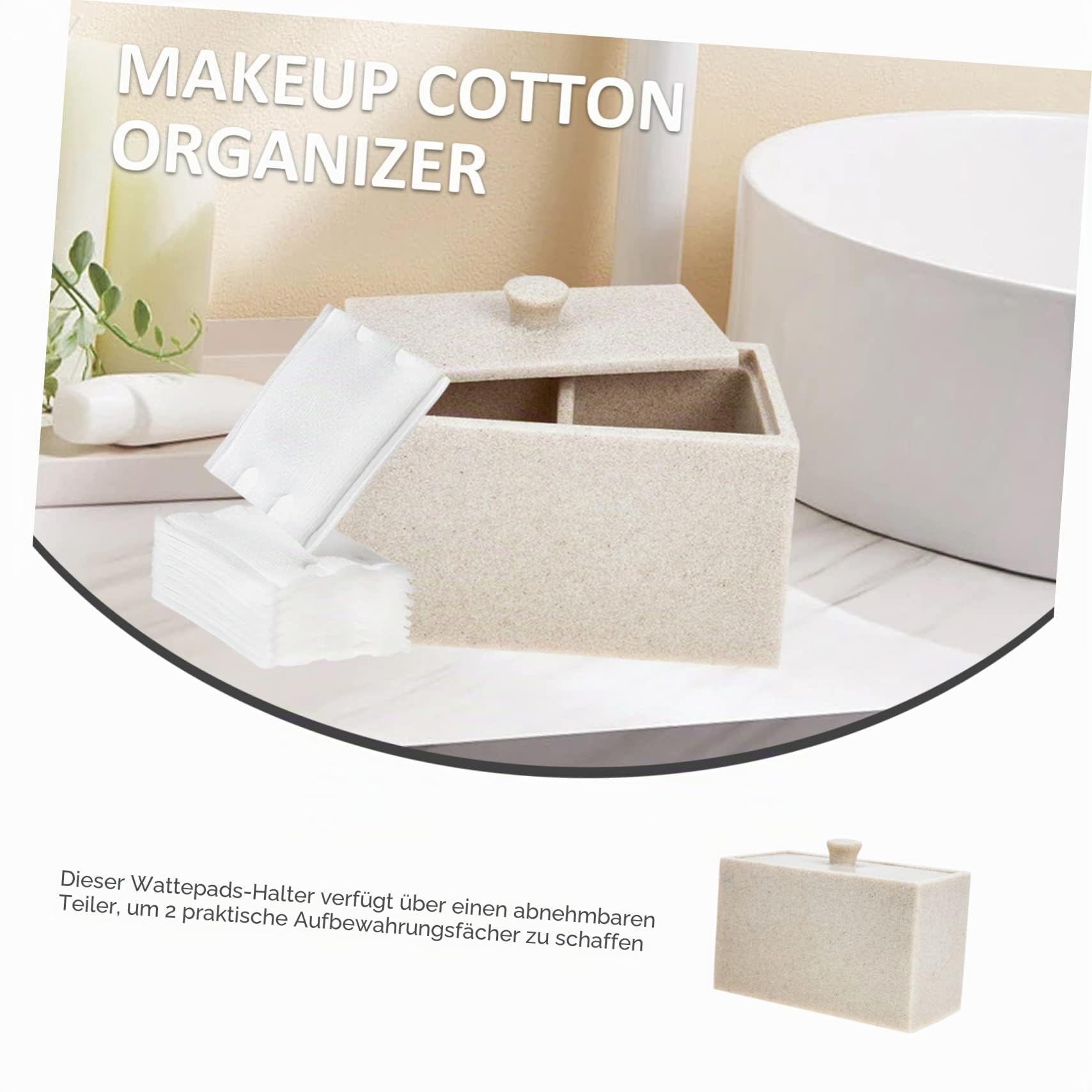 Kosmetik Aufbewahrungsbox Für Wattestäbchen Und Wattepads Organizer Mit Abnehmbarem Trennstück Staubschutzdeckel Für Badezimmer Und Schminktisch