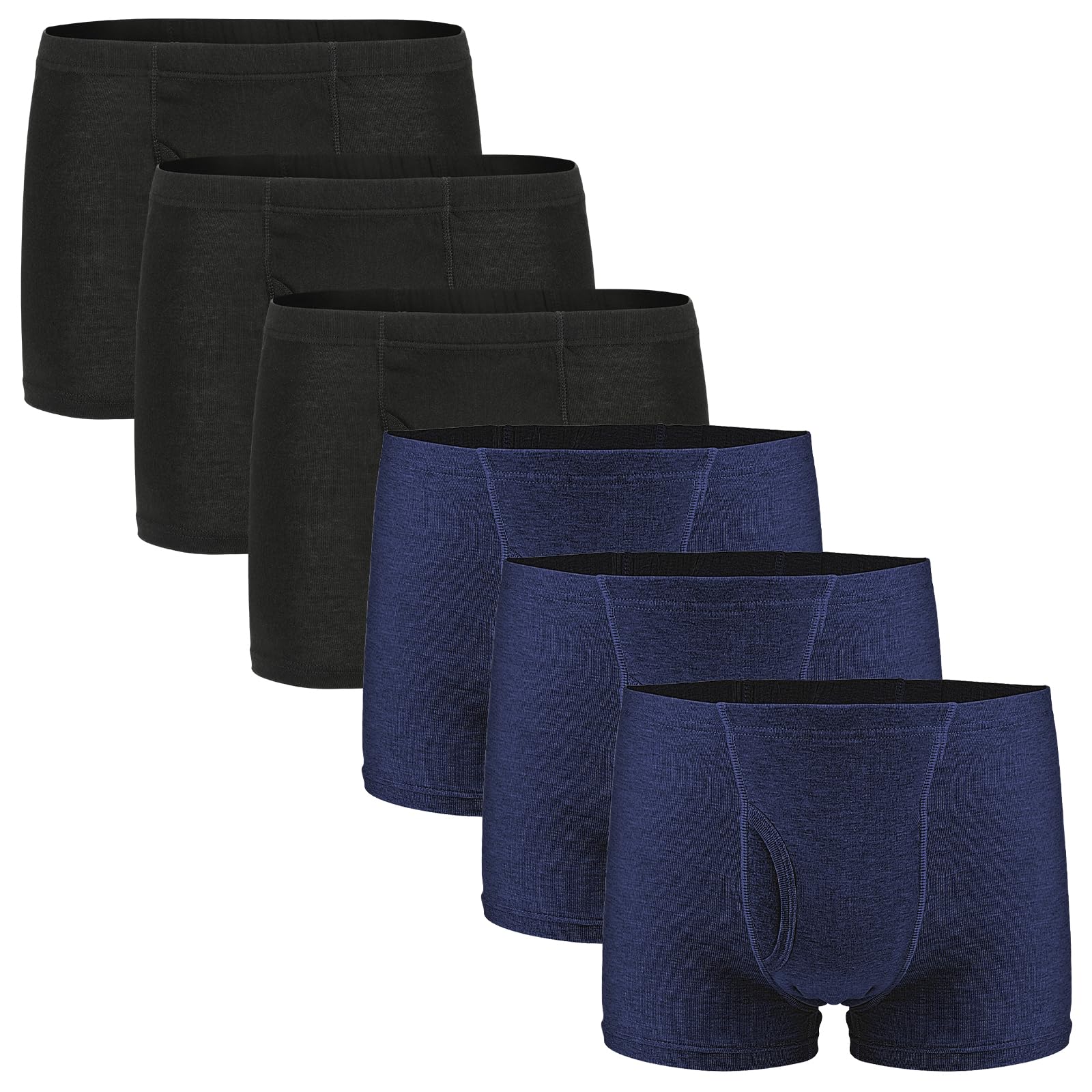 6 Pares de Calzoncillos para Incontinencia Hombre Boxer de Algodón Lavable y Reutilizable con Almohadilla Absorbente de 300 ml Ropa Interior Absorbente Negro y Azul Talla M