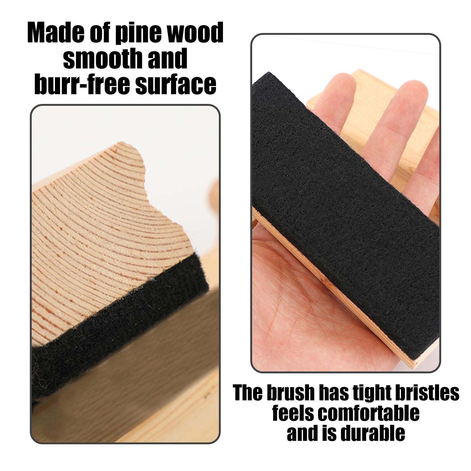 USHXVG 2 Pieces Blackboard Eraser, Blackboard Eraser with Wooden Handle, Thick Felt Cleaning, Large Whiteboard Cleaning Tool - Image 3
