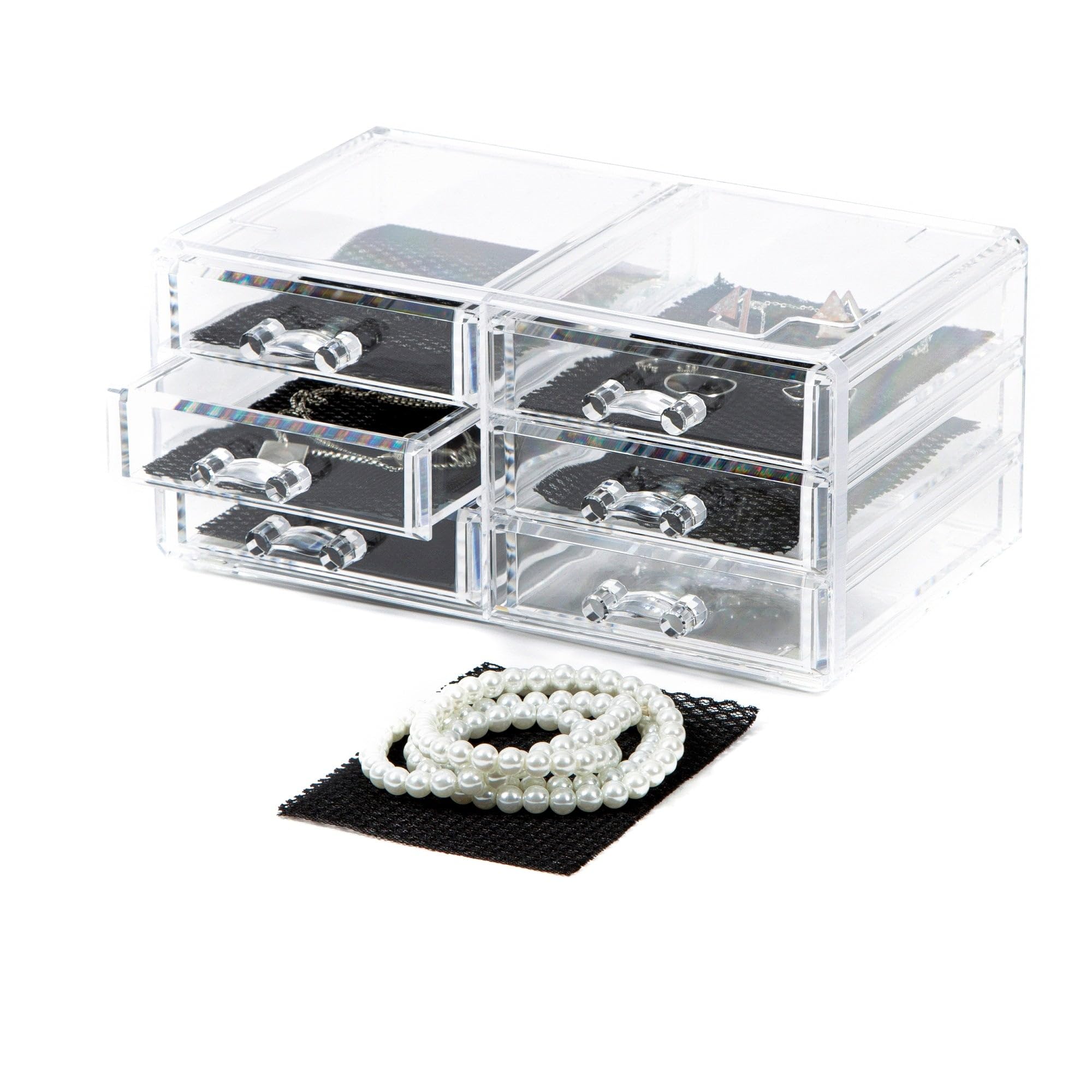 Compactor Bijoux Organizer 6 Cassetti, Polistirene Trasparente, 23.8 x 15 x H. 11 cm, RAN6044