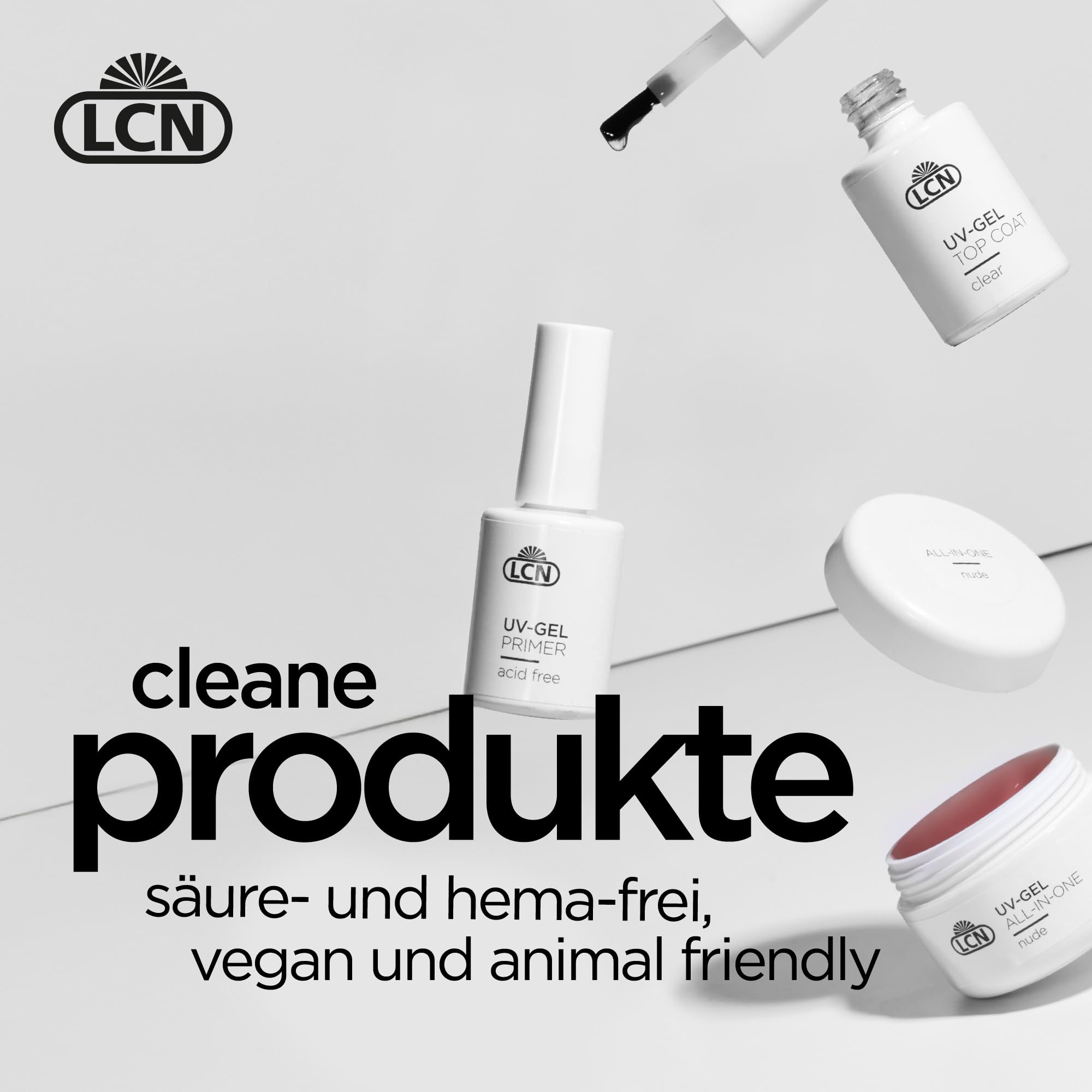LCN UV-Gel Starter Set - Einsteiger Nagelmodellage-Set für Gelnägel - Komplettpaket für perfekte Nägel - Inkl. LED-UV-Lampe - vegan, Säure- & HEMA-frei