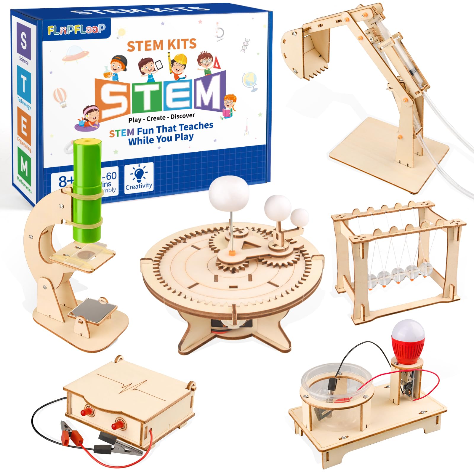 Amazon.com: 6-in-1 STEM Science Kits for Kids, Wood Arts and Craft