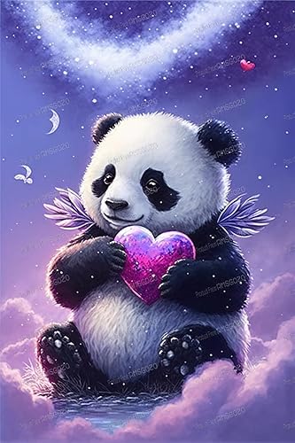 Miniatura 8 de RMSGOZO Kits de pintura de diamantes de panda fluorescente 5D de bambú, pintura de diamantes de animales del bosque, kits de arte de diamantes