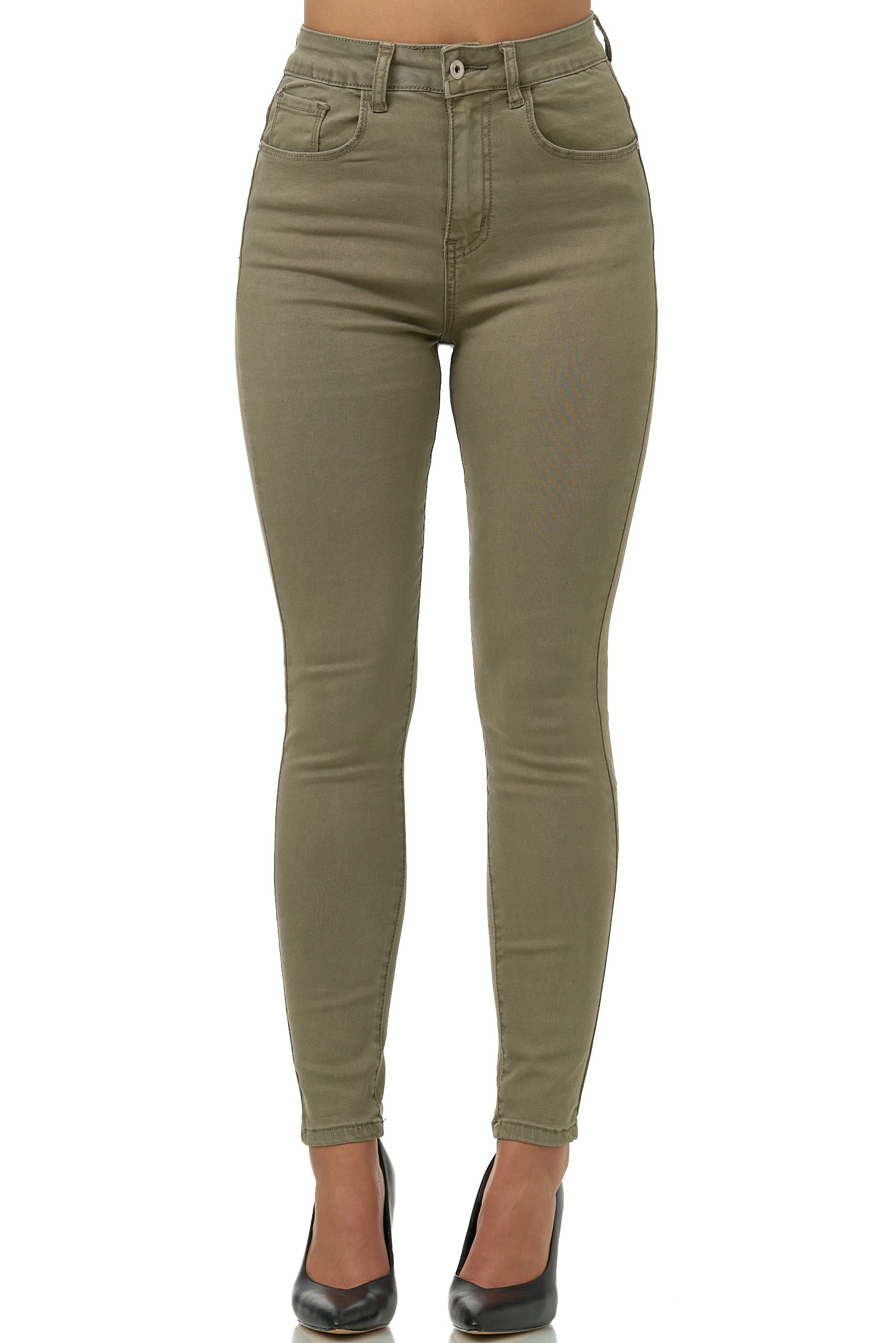 Elara Super High Waist Damen Hose Chunkyrayan EL12 Khaki 50 (5XL)