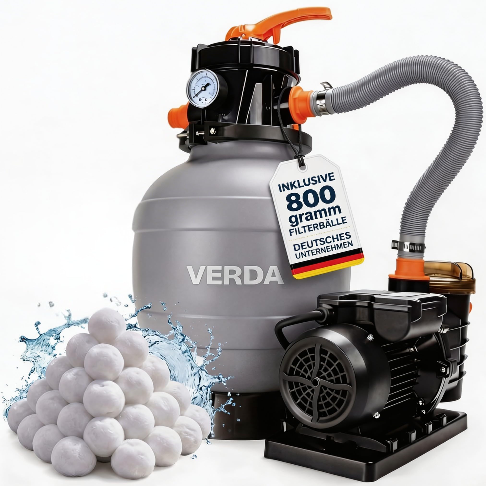 Verda Sandfilteranlage Sandfilteranlage Pumpe 10000 l/h inkl. Filterbällen