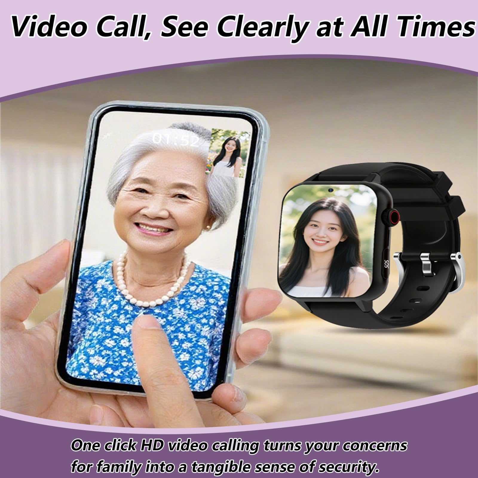 Reloj inteligente de detección de caídas para personas mayores, botón de llamada SOS de emergencia, videollamada, contador de pasos, geo-valla, dispositivo de alarma para ancianos