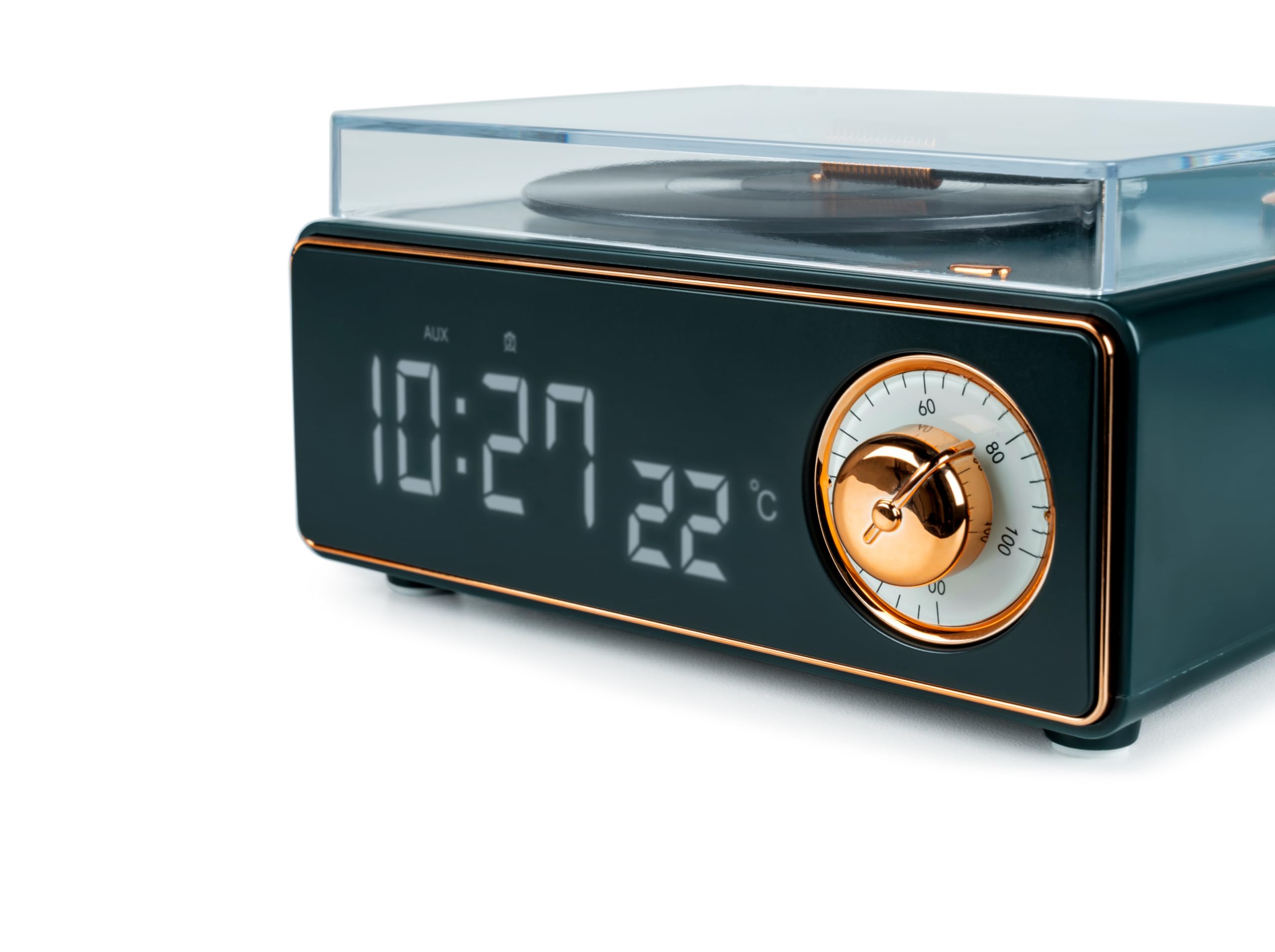 Big Ben Enceinte Bluetooth réveil en Forme de Tourne Disque Vert foncé