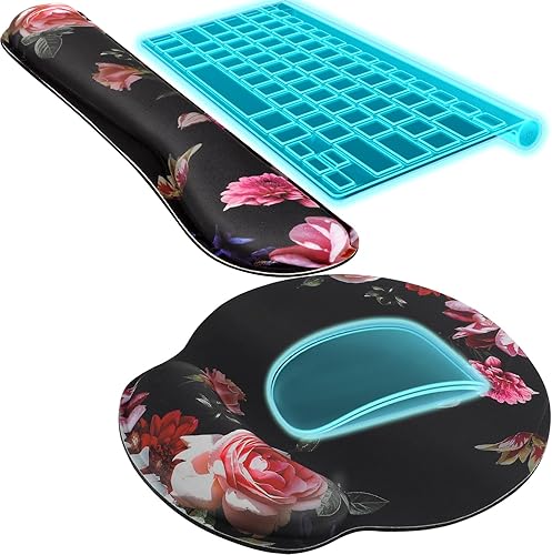 Miniatura 12 de KTRIO Reposamuñecas ergonómico para teclado y alfombrilla para mouse con reposamuñecas, soporte de muñeca de espuma viscoelástica para escribir,