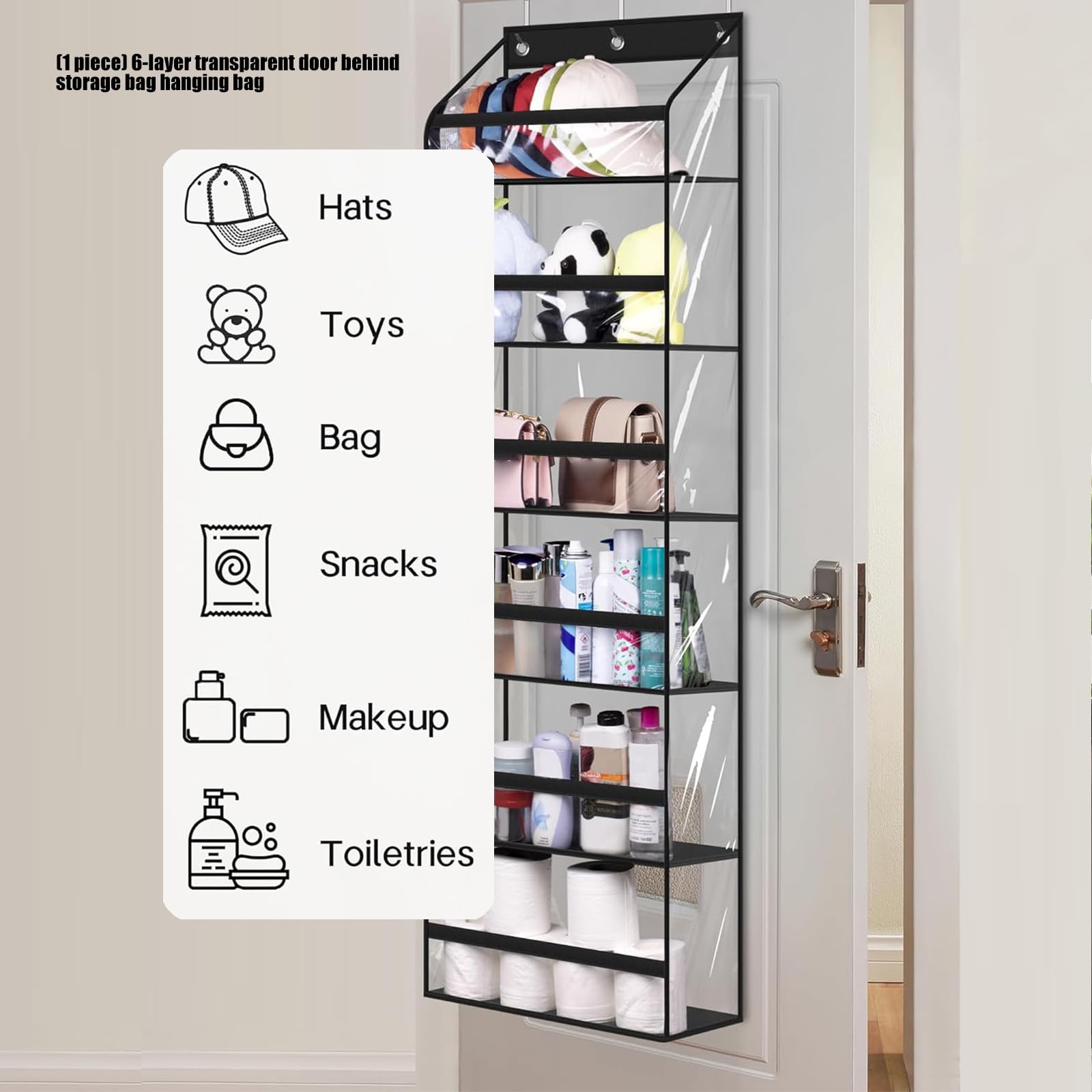 Organisateurs à suspendre sur porte avec 6 compartiments transparents pour maximiser efficacement les petits espaces de vie Sac de rangement suspendu à la porte