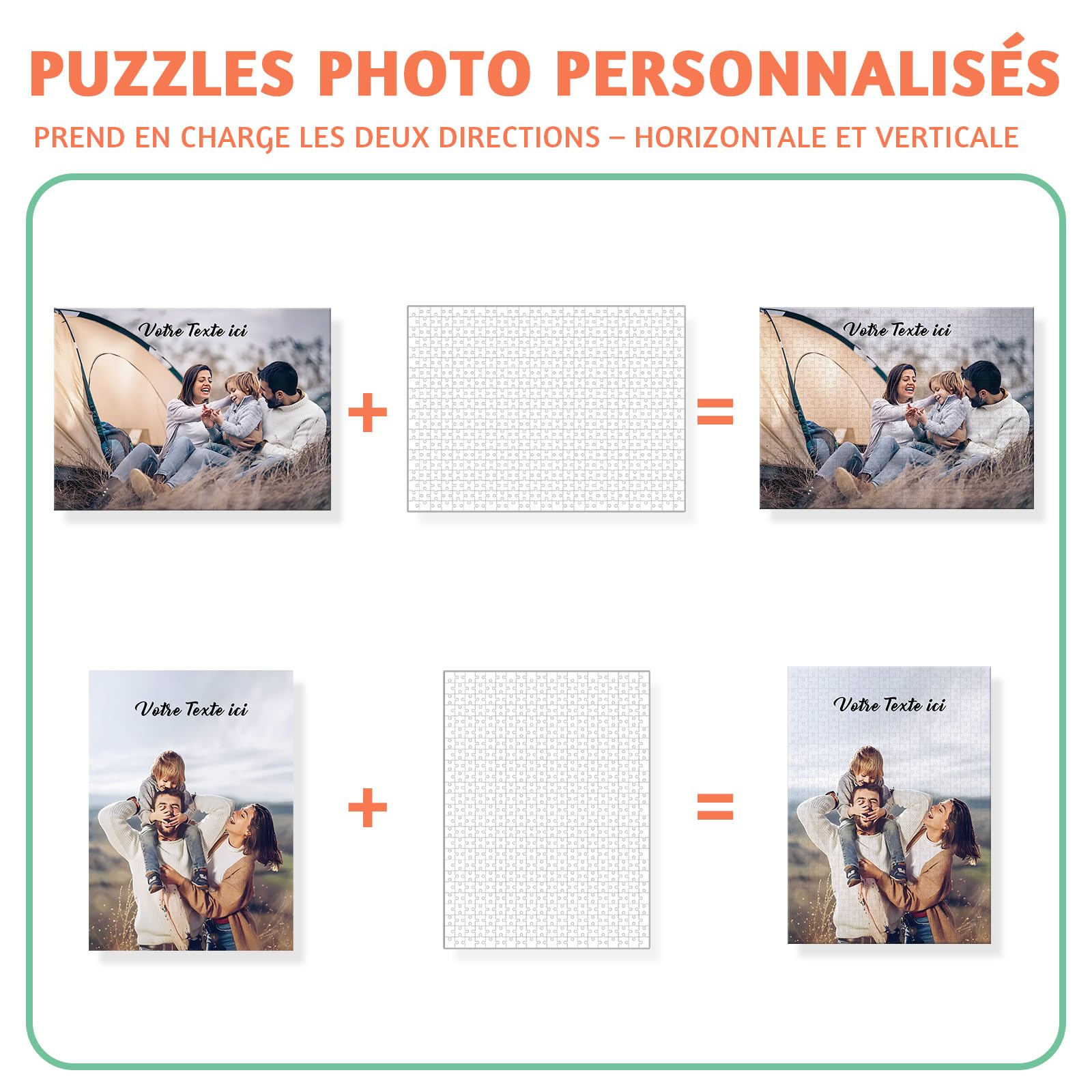 Puzzle Personnalisé Photo Texte 120/200/300/500/1000 Pièces, Personnalisable Avec Votre Image, Cadeau Pour Couple, Famille, Amis, Amoureux Des Animaux De Compagnie