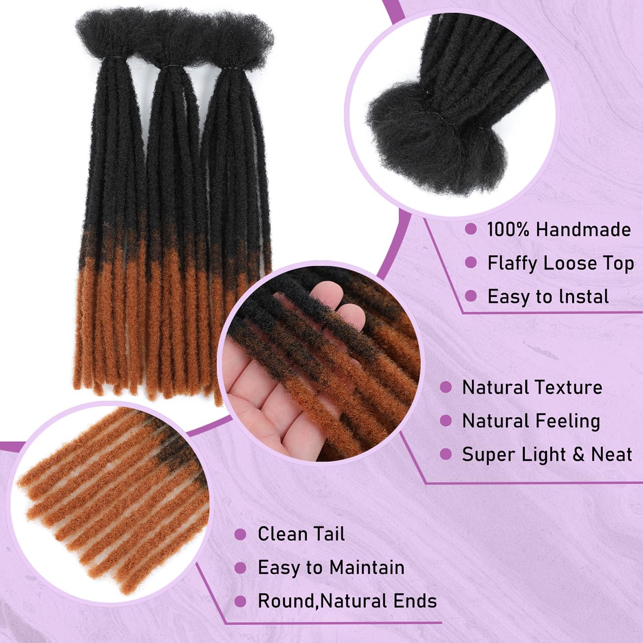 SHIHERESH Dreadlock Extensions Synthetic Hair 0.4cm Width 30 Strands Soft Dreads Extensions Dreads Loc Reggae Hippie Handmade Dreadlock Extensions for Women/Men(1B/30,12inch) - Image 3