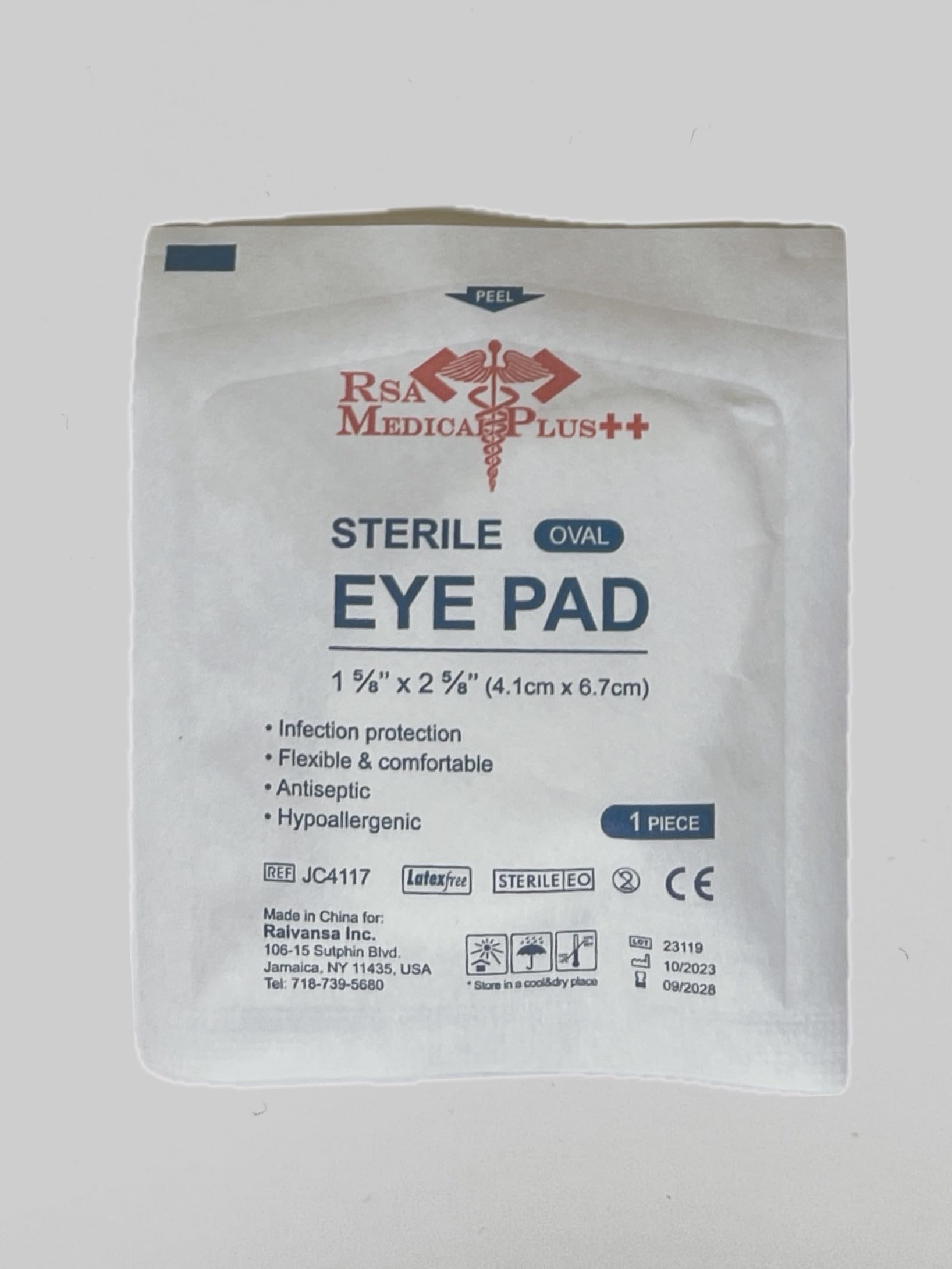 Sterile Oval Eye Pads, 1.6 x 2.6 inches, Non-Woven + Cotton, 50 Count per Box, Raivansa