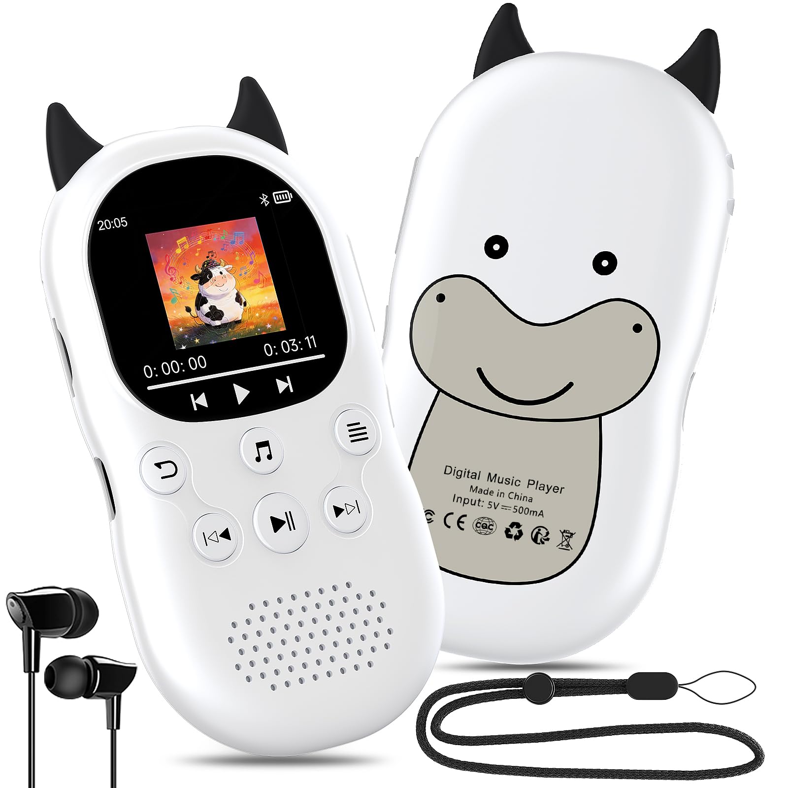 64Go Lecteur MP3 Bluetooth 5.3 pour Enfants,Lecteurs MP3 avec Haut-parleurs, Radio FM, réveil, Batterie 750 mAh, Cordon Gratuit,Jouez de la Musique en Un Seul clic，Carte TF Extensible de 128 Go