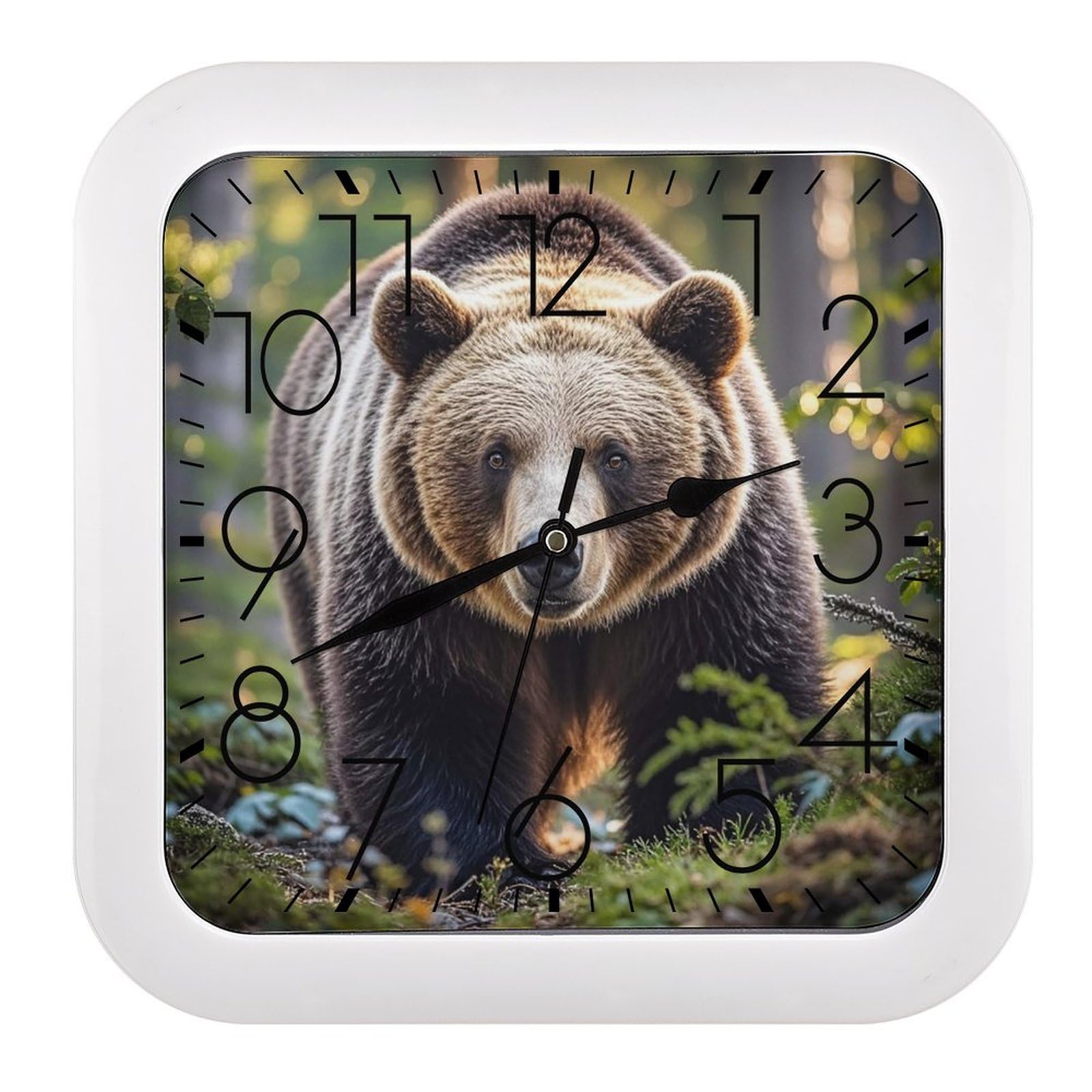 LZQPOEAS Bear Wall Clock Fashionable Versatile Silent Wall Clock Simple Elegant Non Ticking Analog Clocks Easy to Install Square Modern Clocks for Home Decoration