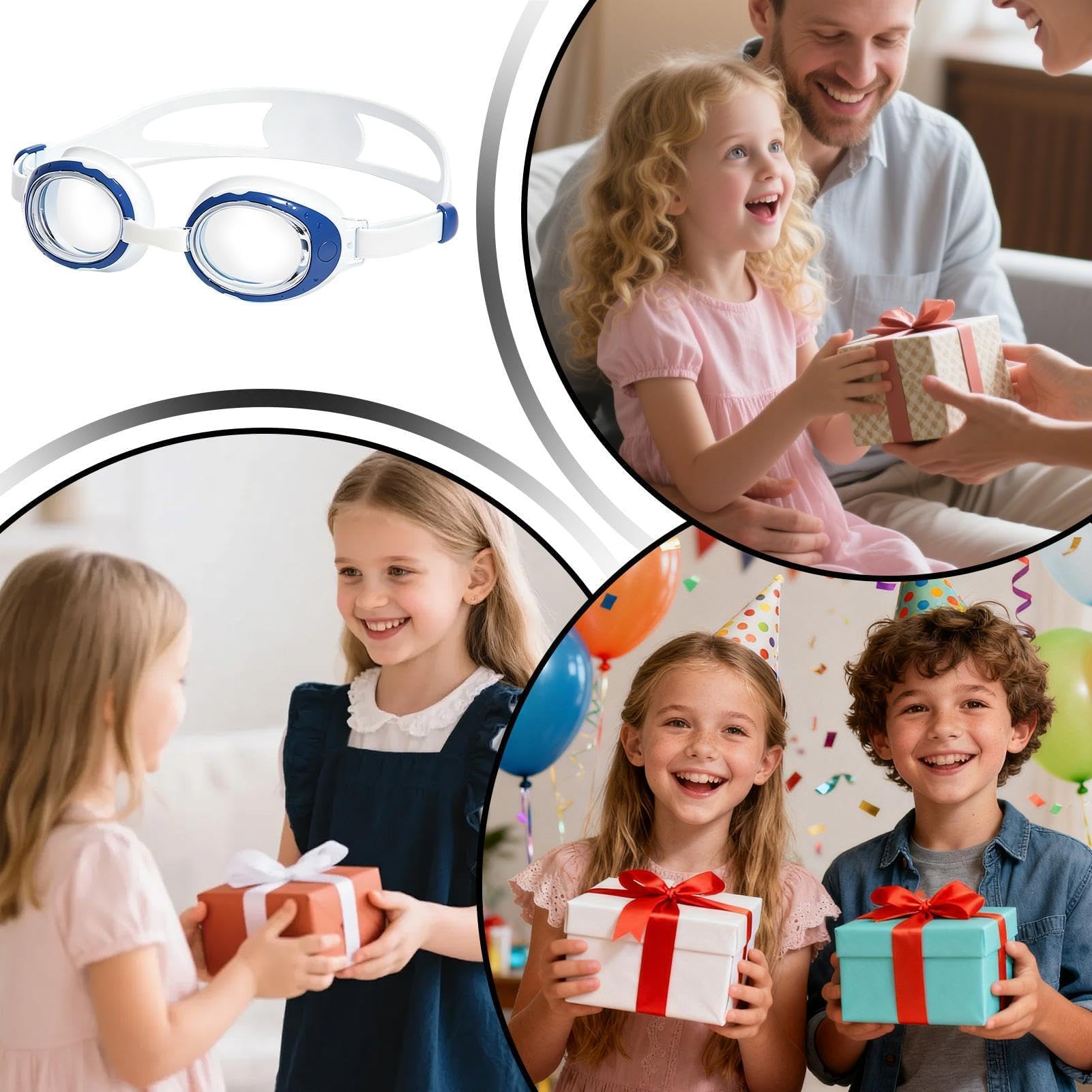 Gafas de natación para niños y niñas, ajustables, transparentes, protección ocular, para niños de 3 a 12 años, competición deportiva, playa, piscina, parque acuático