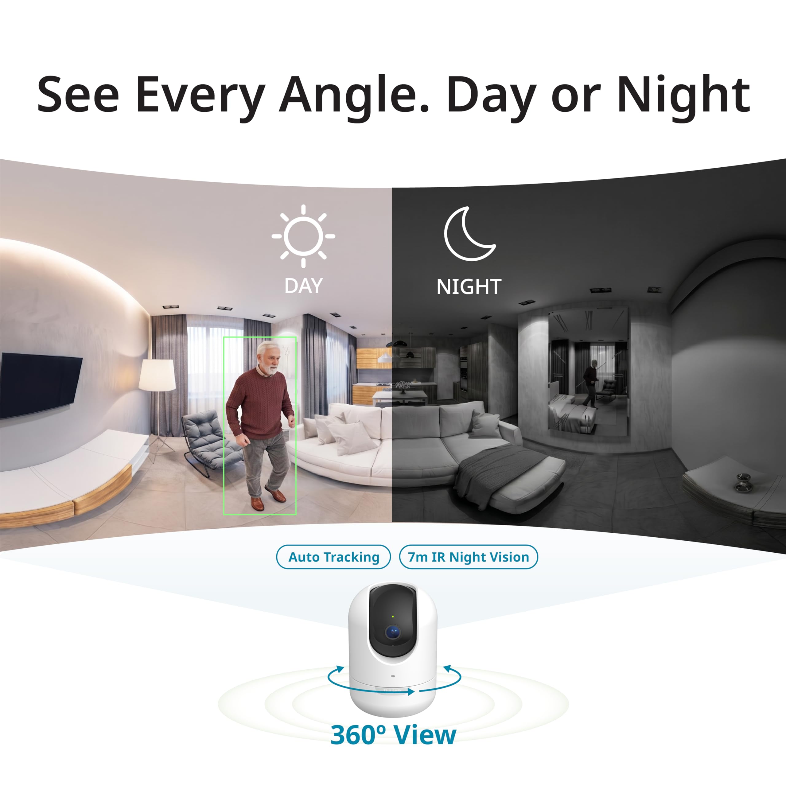 D-Link DCS-8610 Cámara Wi-Fi 2.5K QHD Panorámica con Giro e Inclinación, Detección IA de Personas y Caídas, Vista 360° con Seguimiento Automático, Audio Bidireccional, microSD, App mydlink