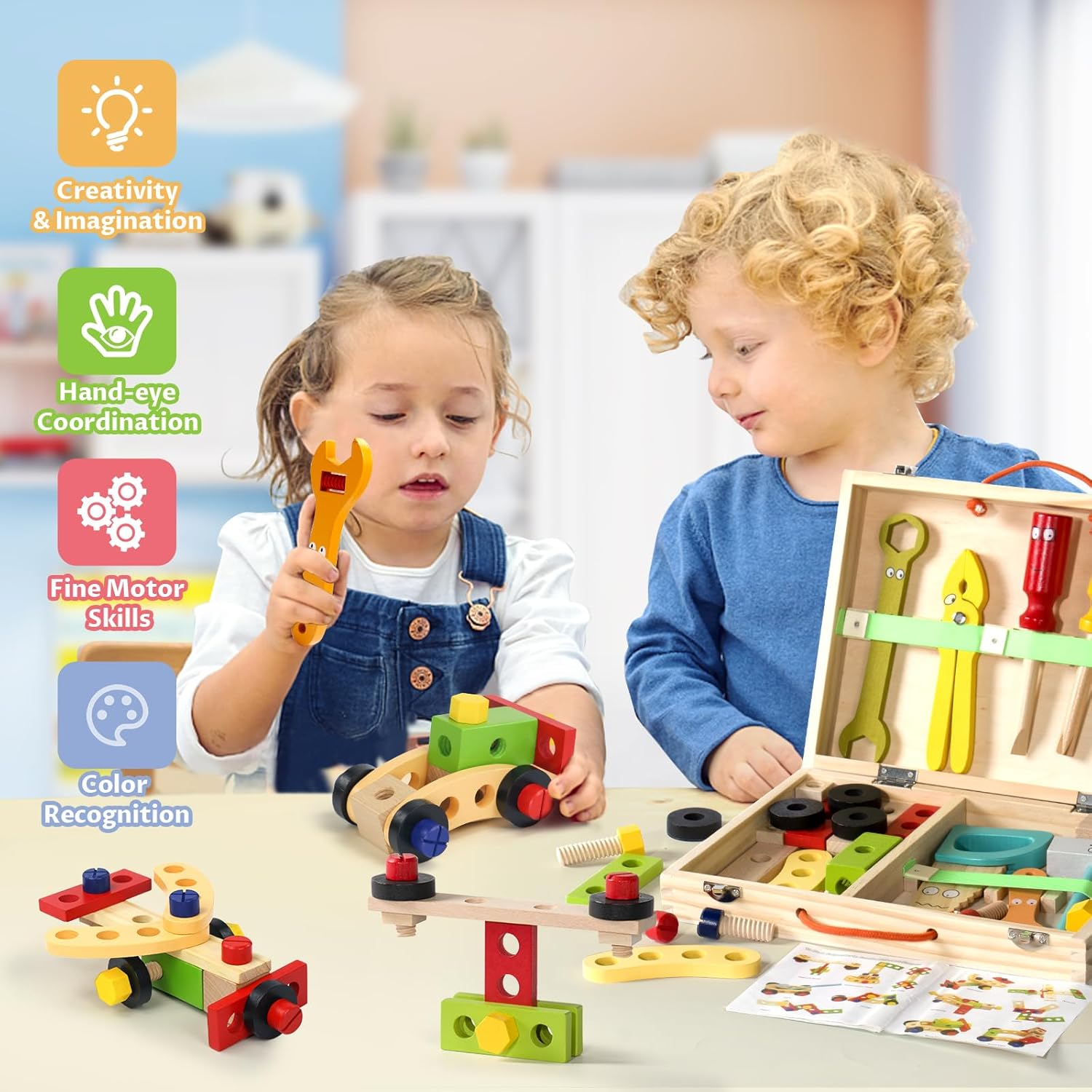 Montessori Construction Toddler Toys Wooden Kids Tools Set