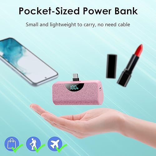 Miniatura 5 de Mini cargador portátil con conector USB-C, banco de energía mejorado de 5200 mAh, pantalla LCD compatible con iPhone 1515 Plus15 Pro15 Pro Max, iPad